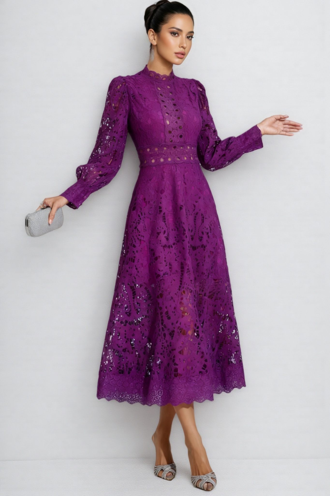Maris Purple Lace Cutout Maxi Dress