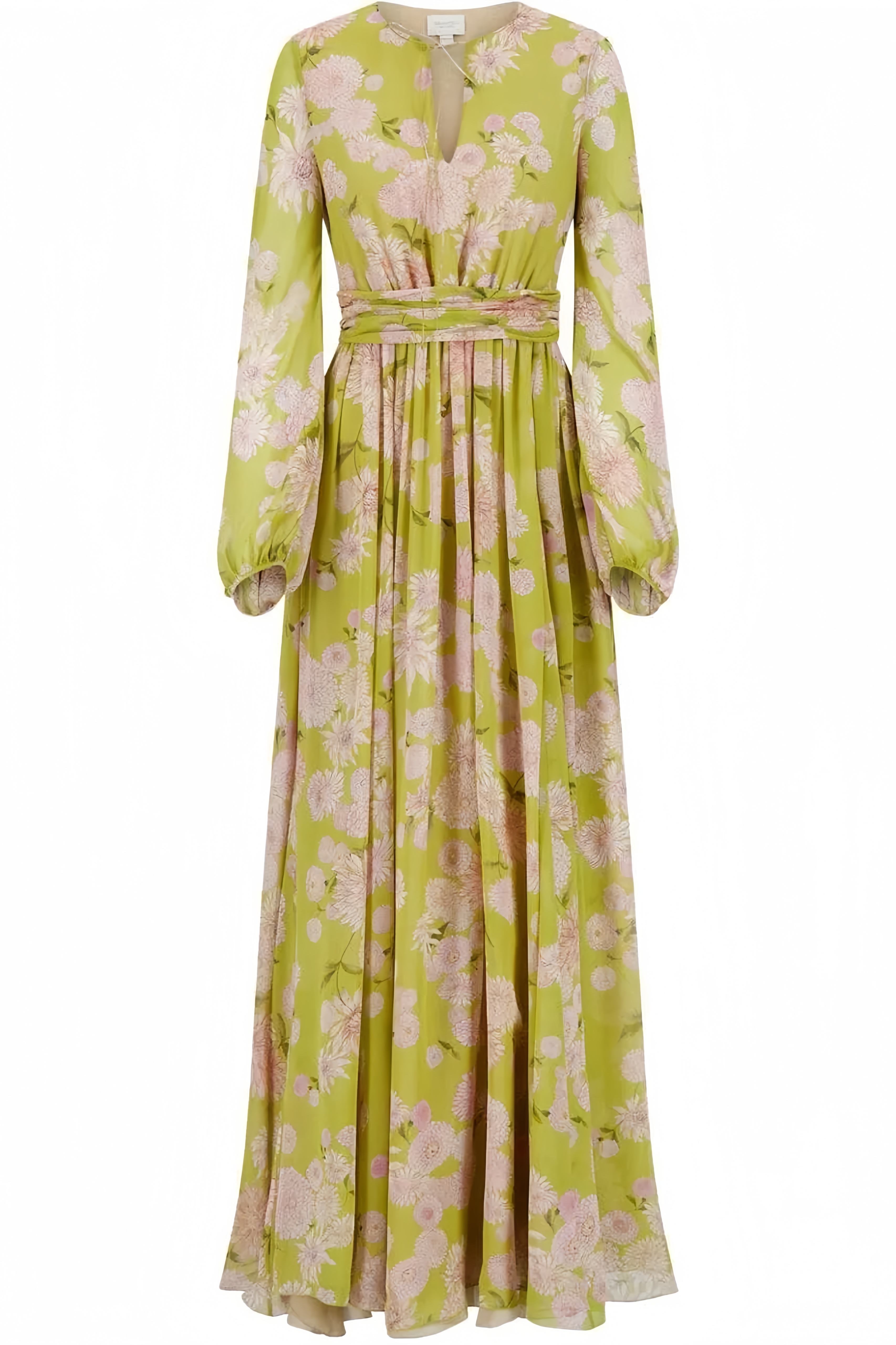 Giselle Floral Lace Up Puff Sleeve Maxi Dress