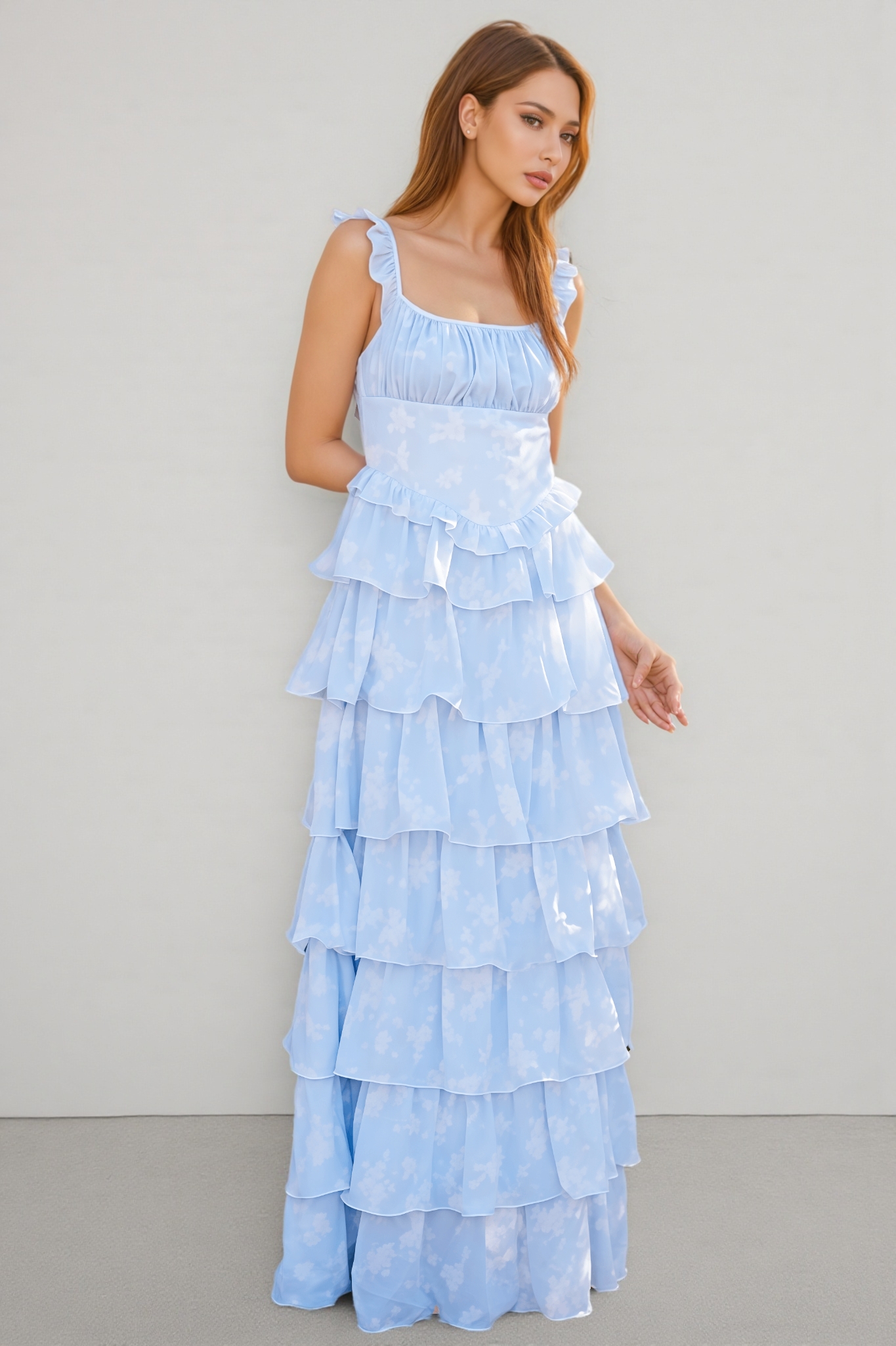 Racads Blue Strapless Floral Maxi Dress