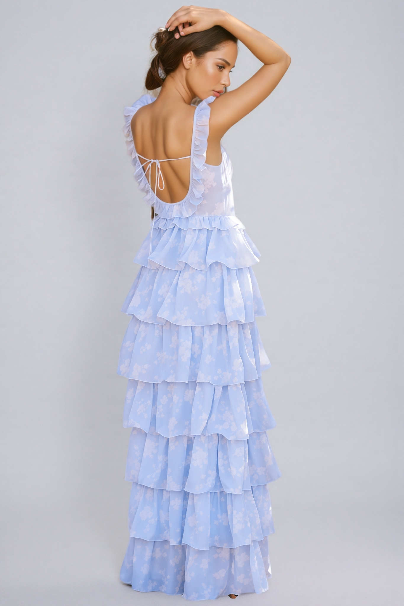 Racads Blue Strapless Floral Maxi Dress