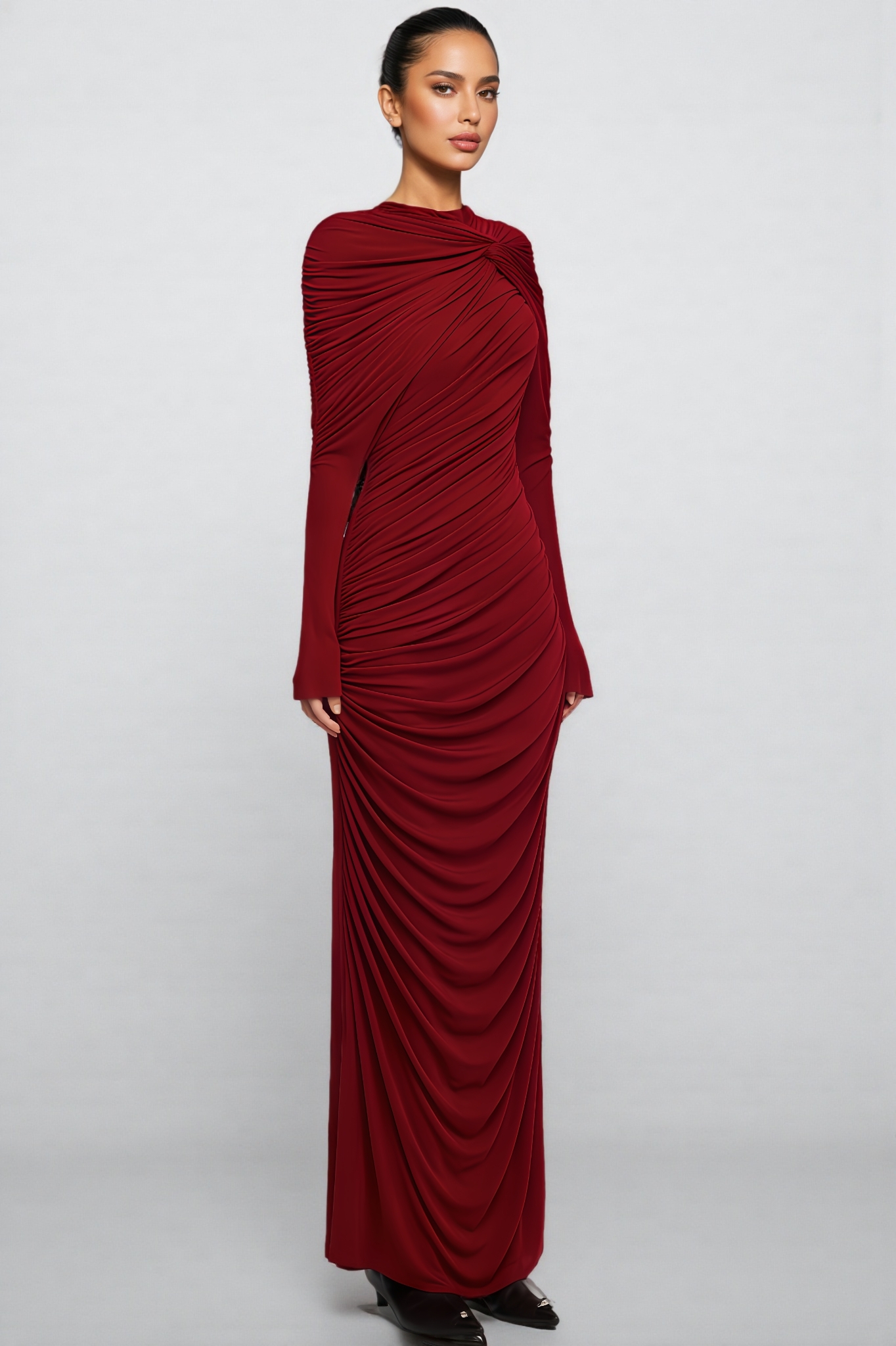 Baret Asymmetrical Form-Fitting Maxi Dress
