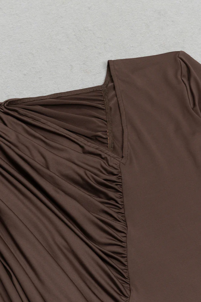 Soraya V-neck Brown Maxi Dress