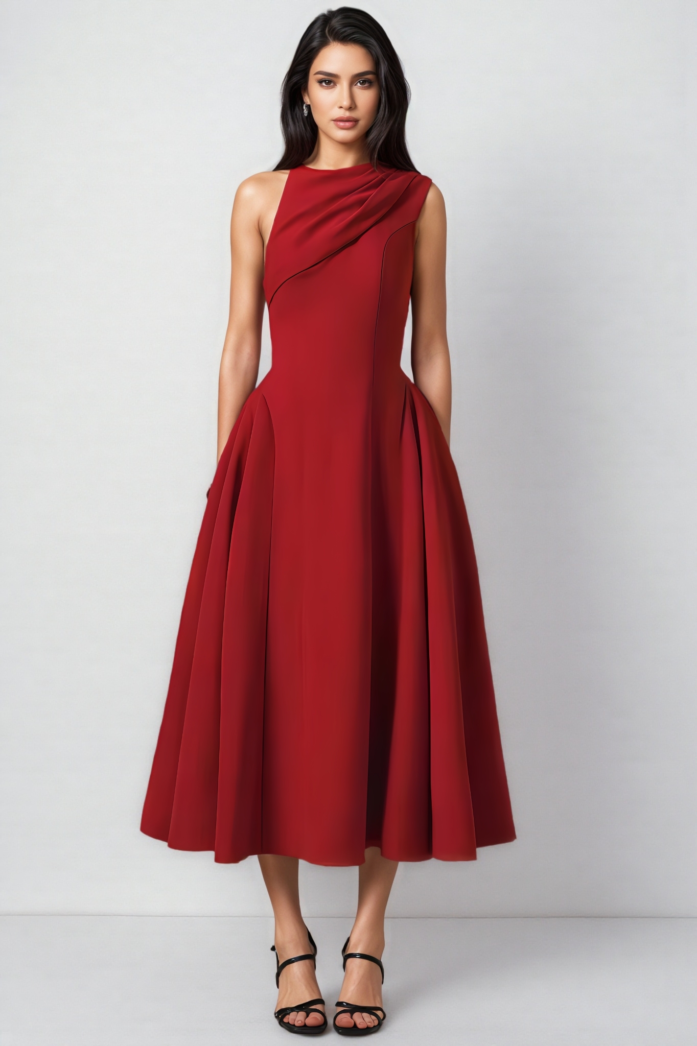 Jorjal Sleeveless Woven Dress And Cape Two-Piece Set