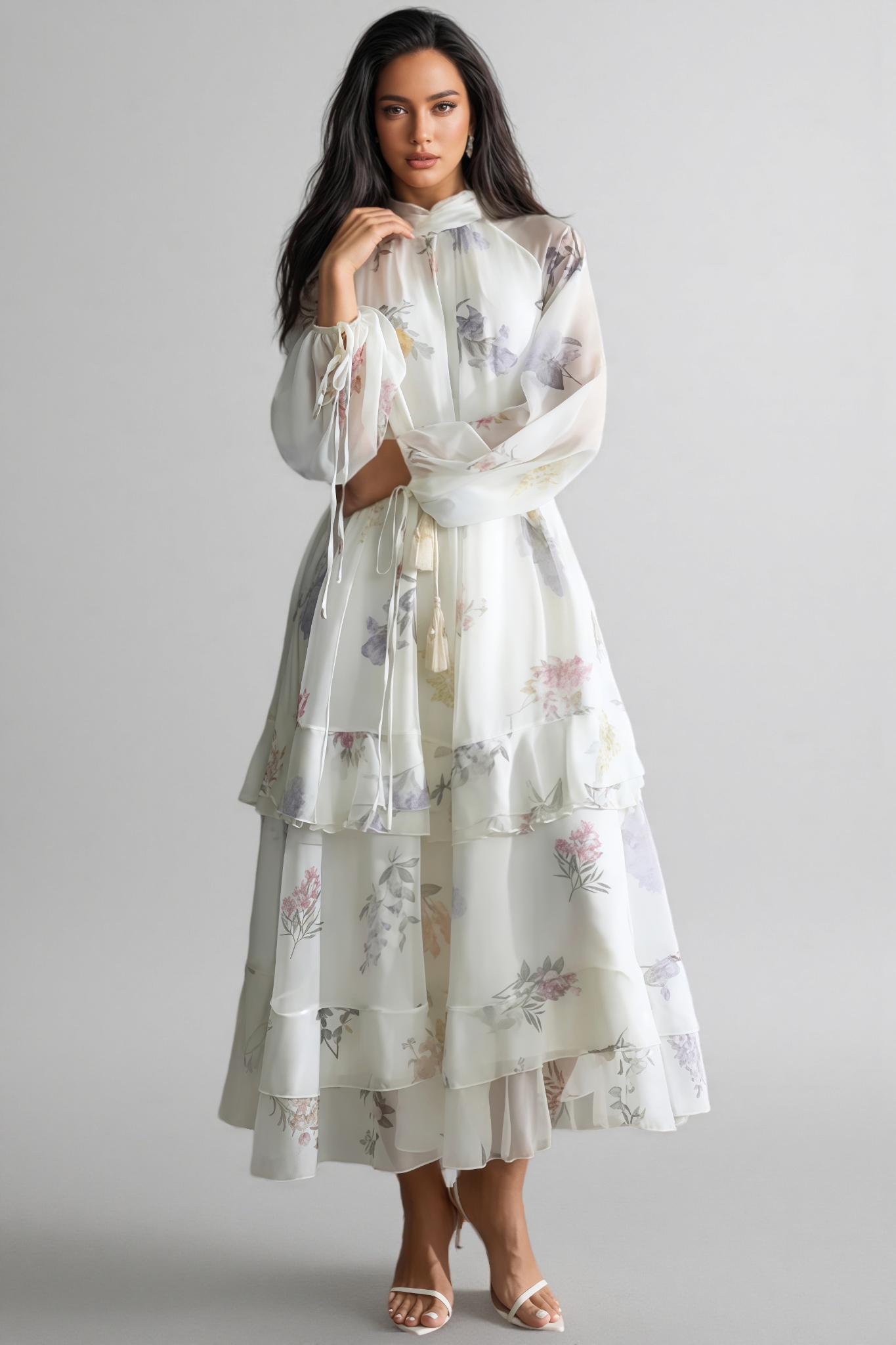 Rami Floral Print Puff Sleeve Maxi Dress