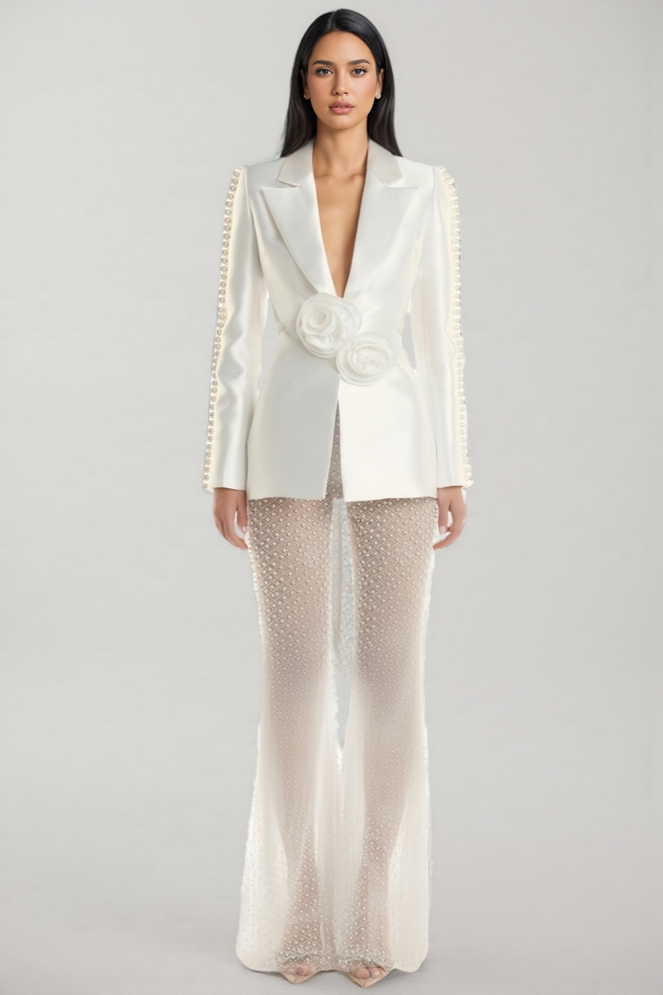 Kari 3D Flower Pearl Blazer