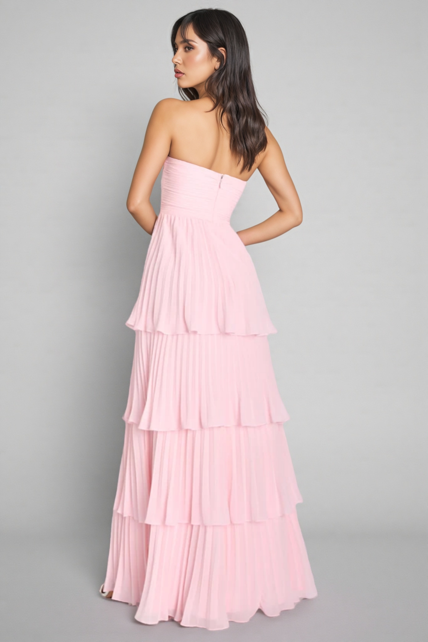 Calliope Strapless Tiered Maxi Dress - Pink