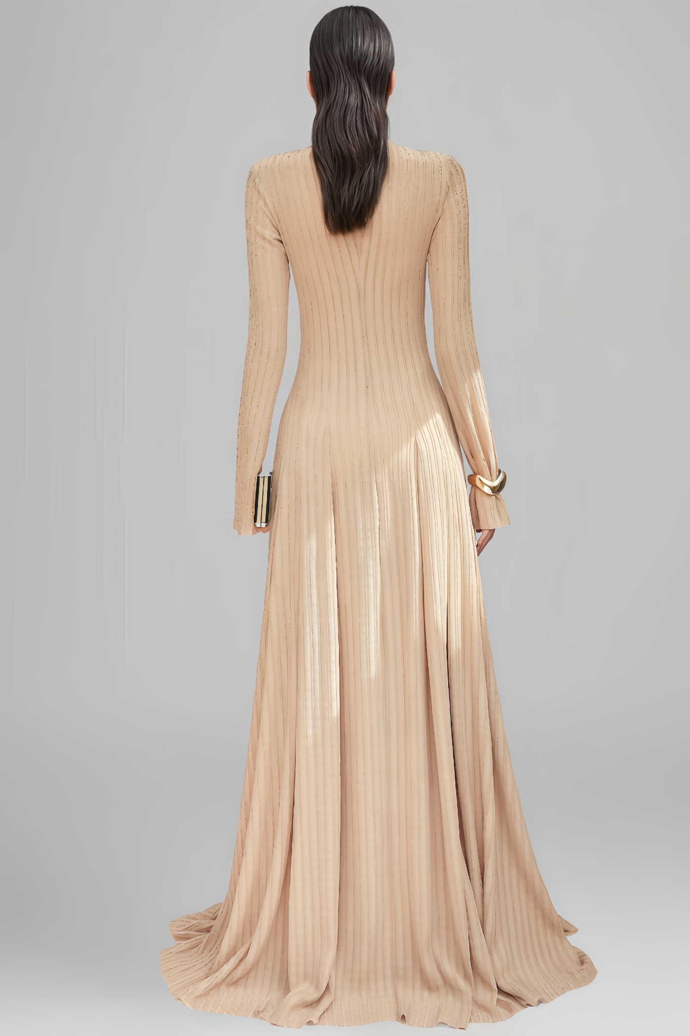 Onika Metal-Embellished Bell-Sleeve Maxi Dress