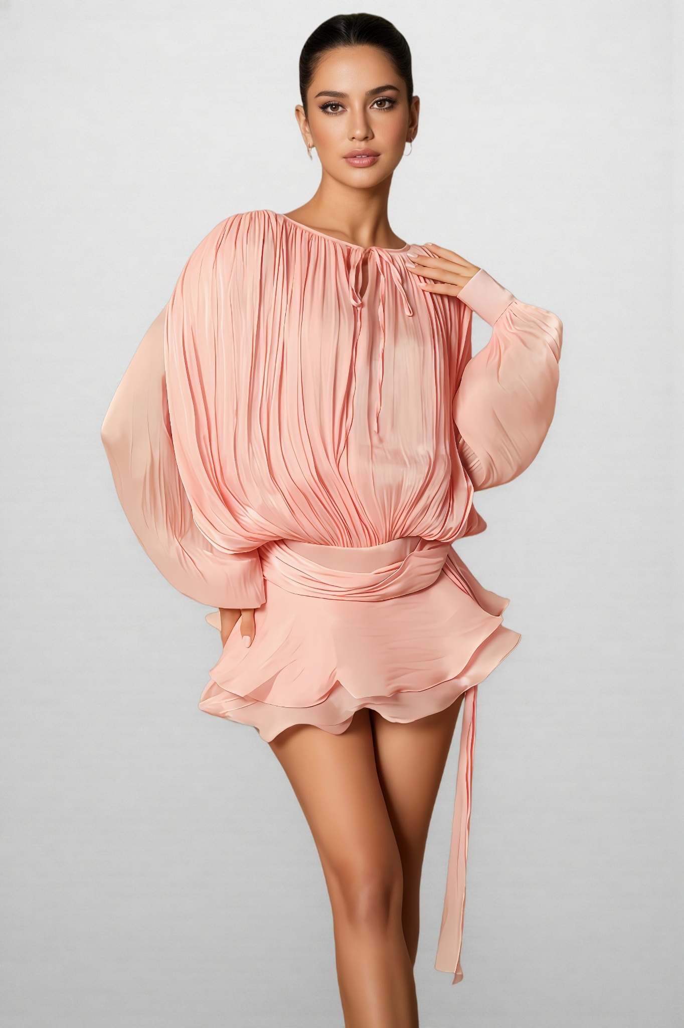Breen Pleated Ruffle Mini Dress