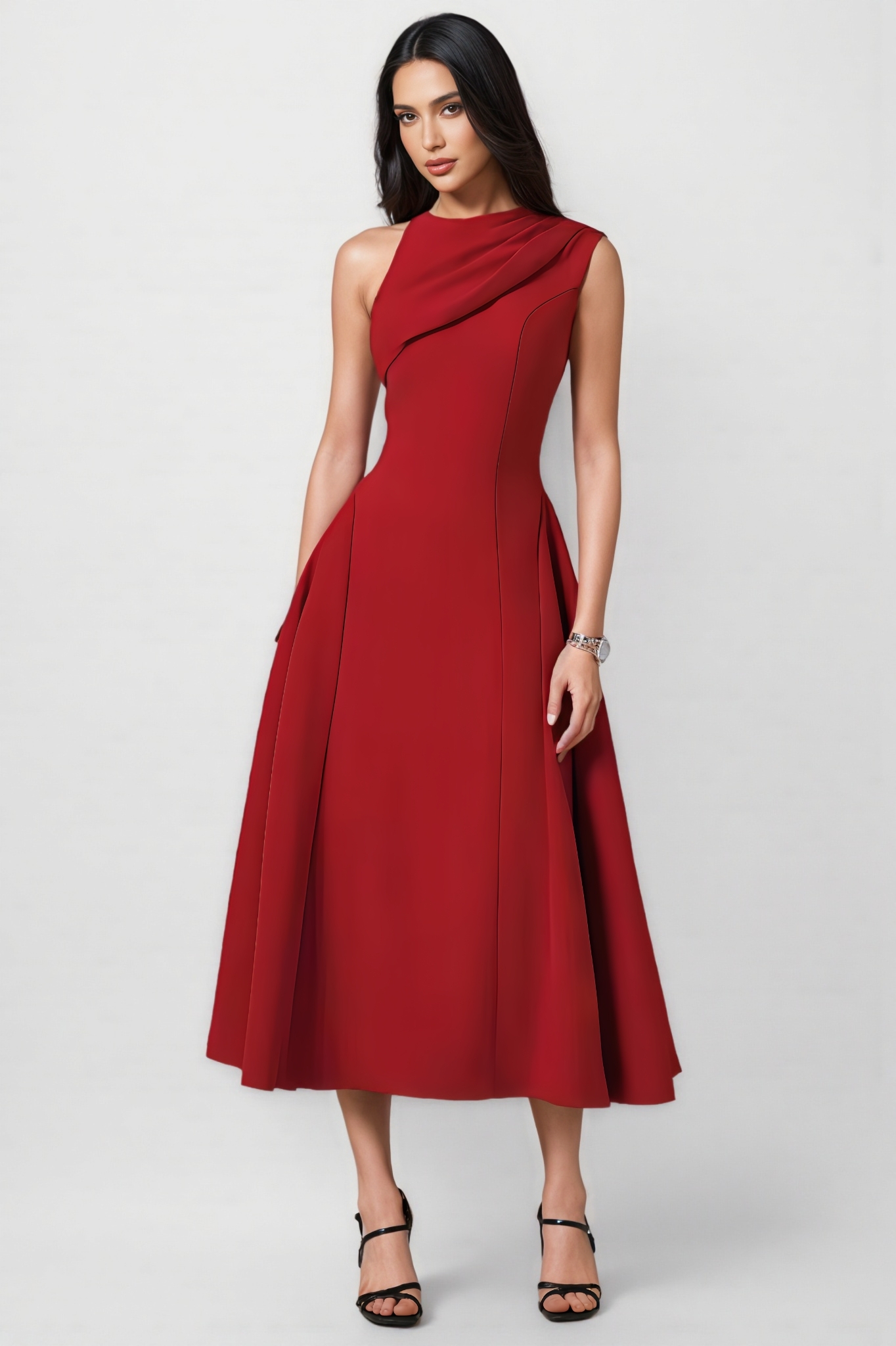 Jorjal Sleeveless Woven Dress And Cape Two-Piece Set