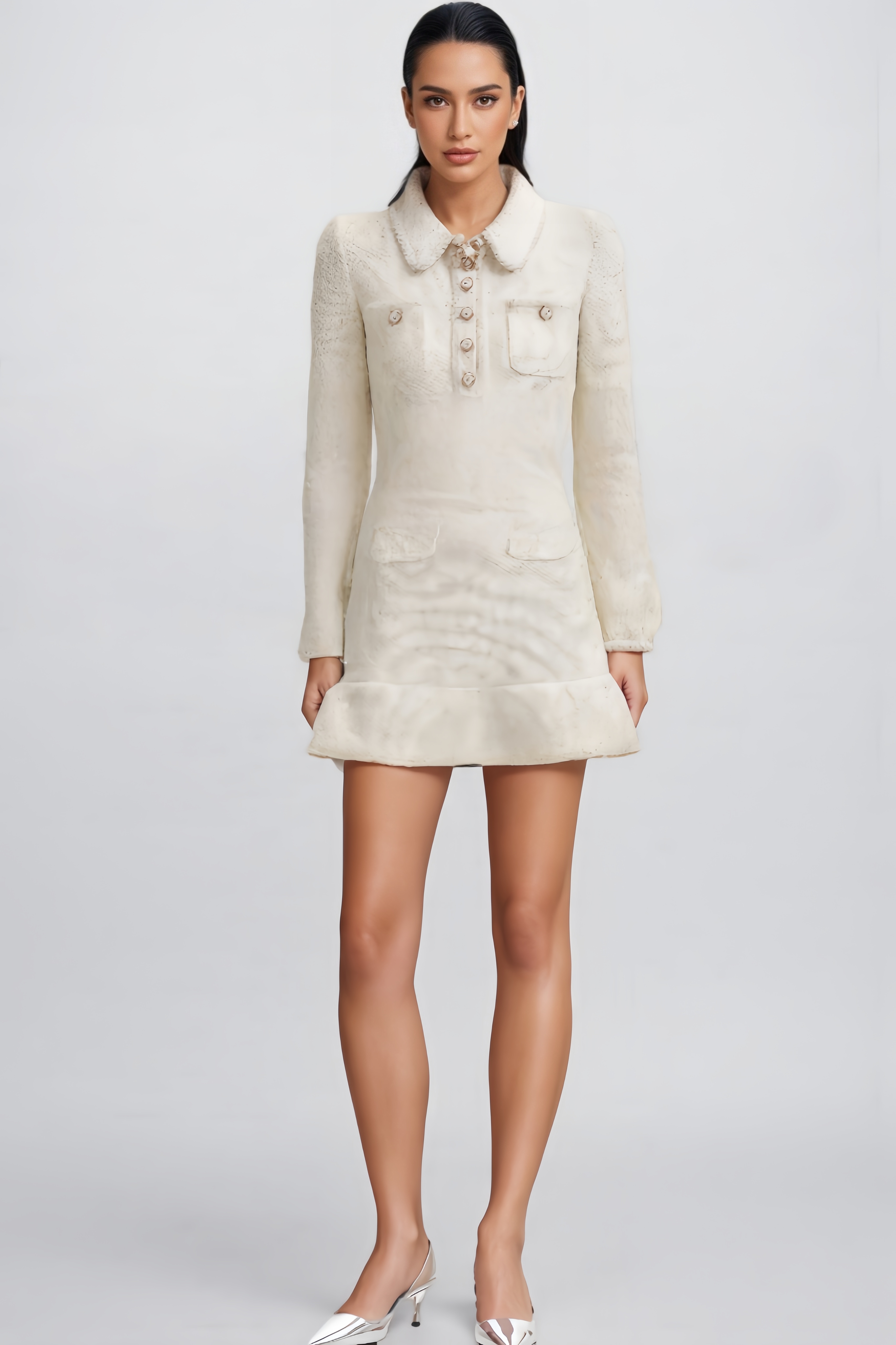 Caialt Sequin Knit Pearl Mini Dress