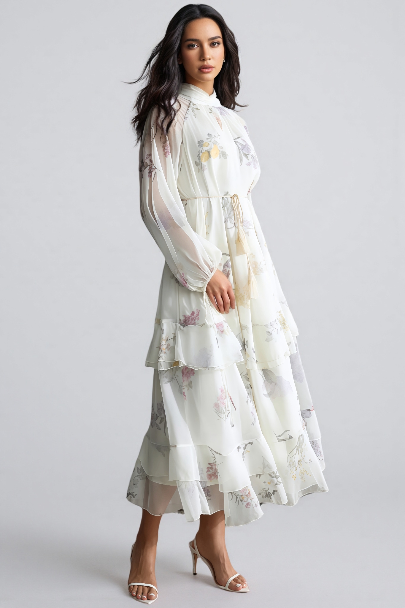 Rami Floral Print Puff Sleeve Maxi Dress