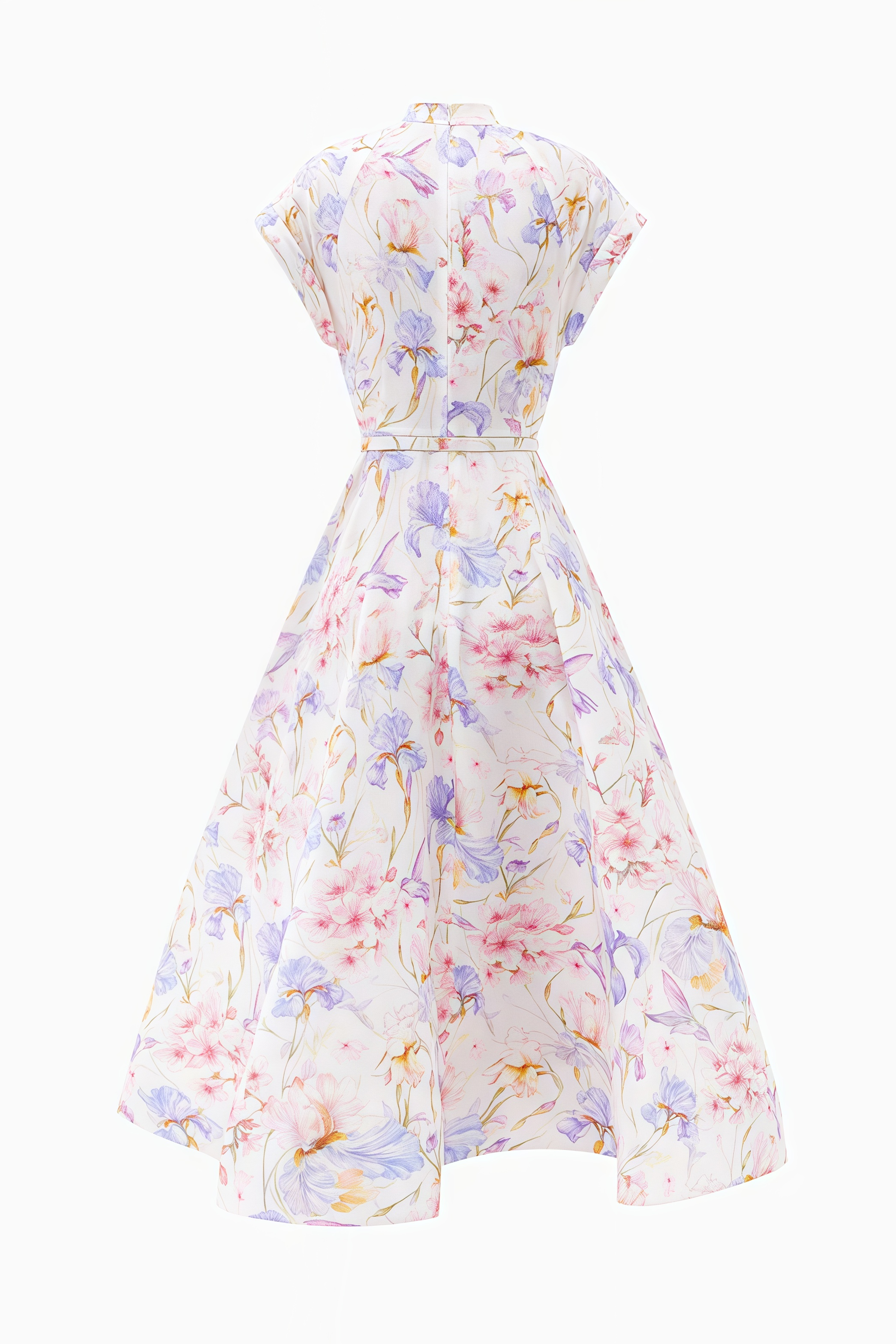 Norif Round Neck Button Print Midi Dress