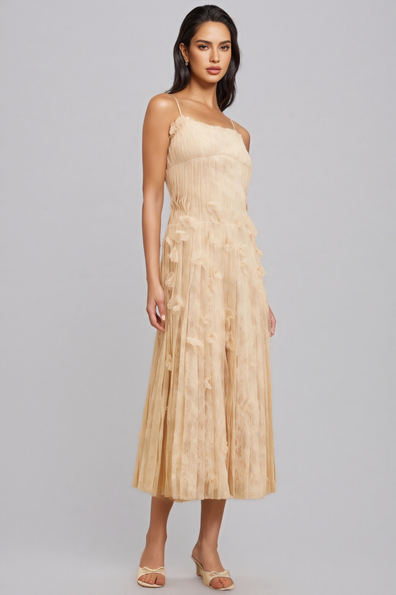 Urikd 3D Flower Strapless Maxi Dress