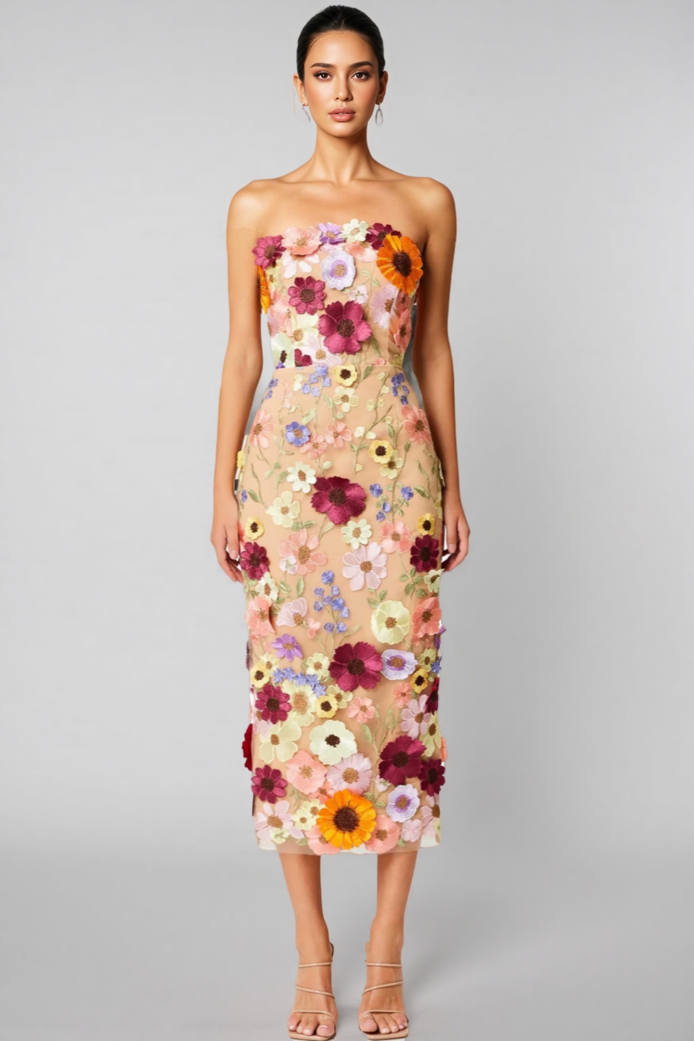 Winslet Embellished Floral Lace Midi Dress