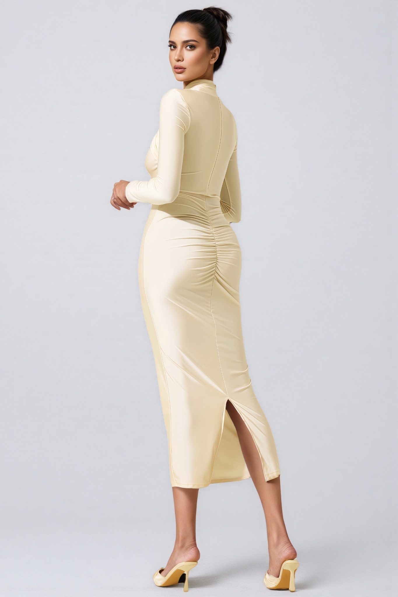 Damar Knotted Long Sleeve Midi Dress