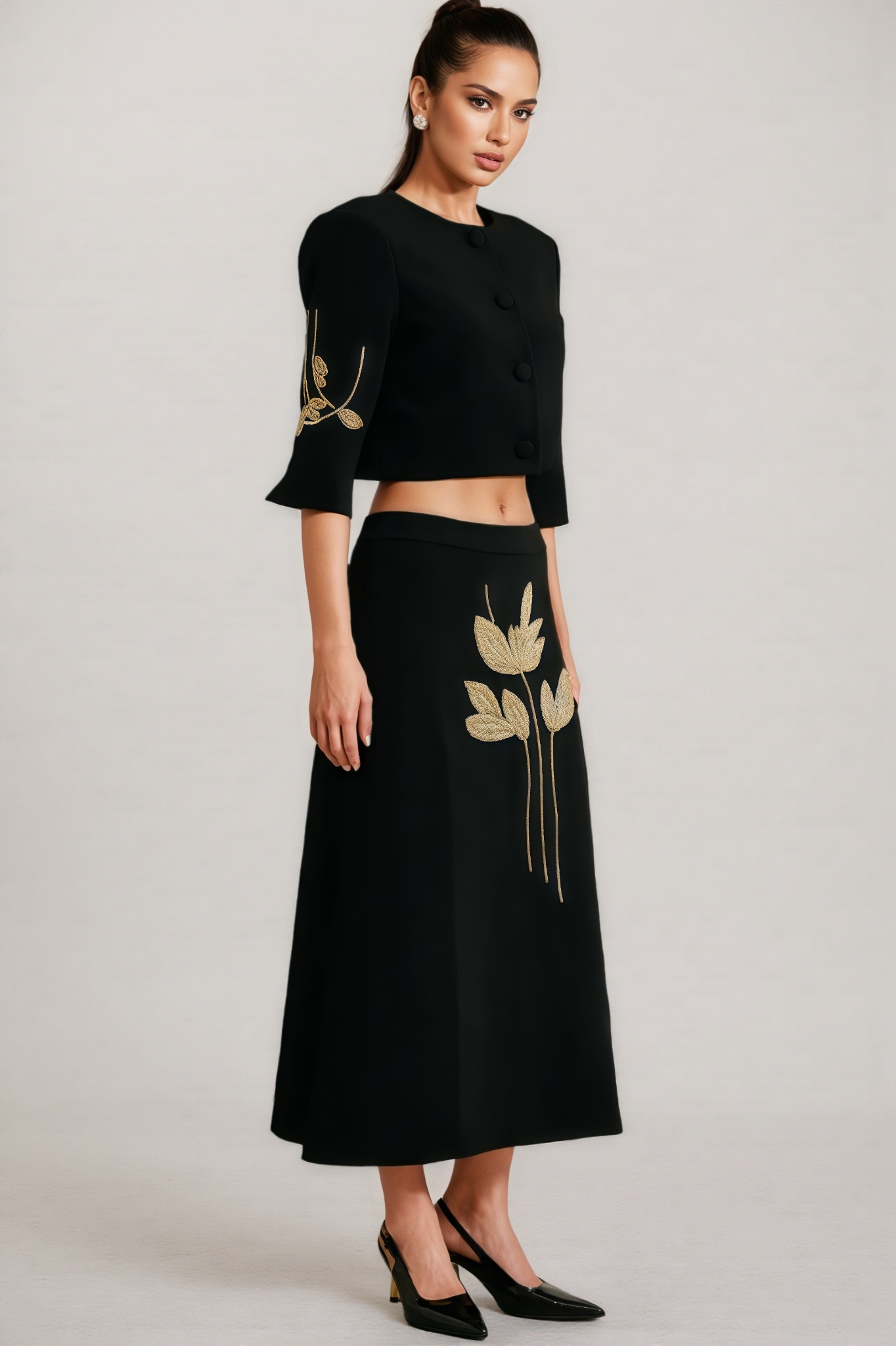 Robin Black Jacket and Skirt Set