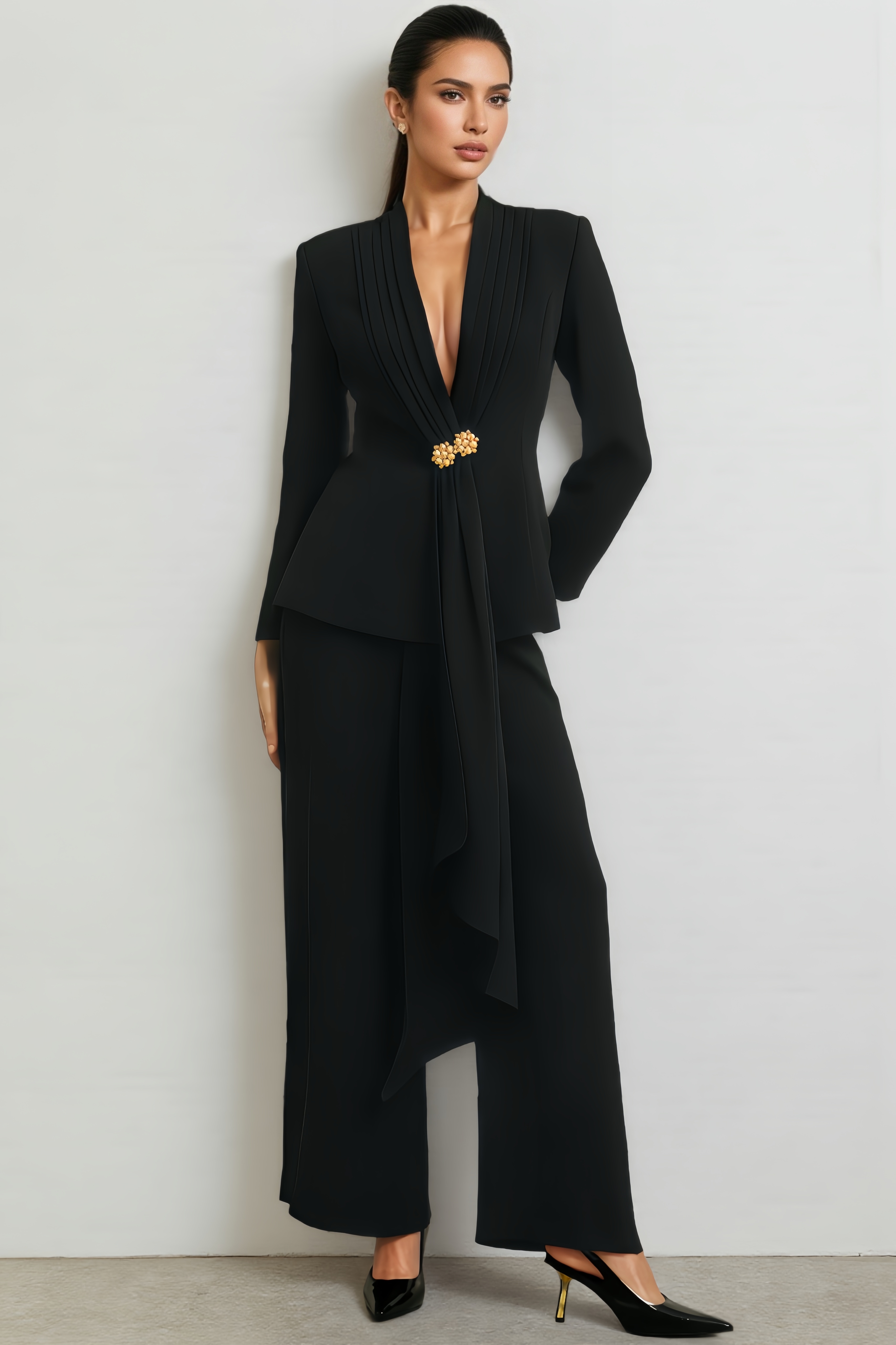 Euen Pleated Jacket & Trousers Matching Set