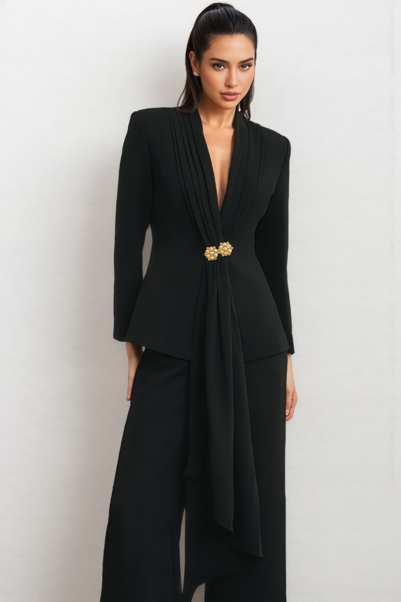 Euen Pleated Jacket & Trousers Matching Set