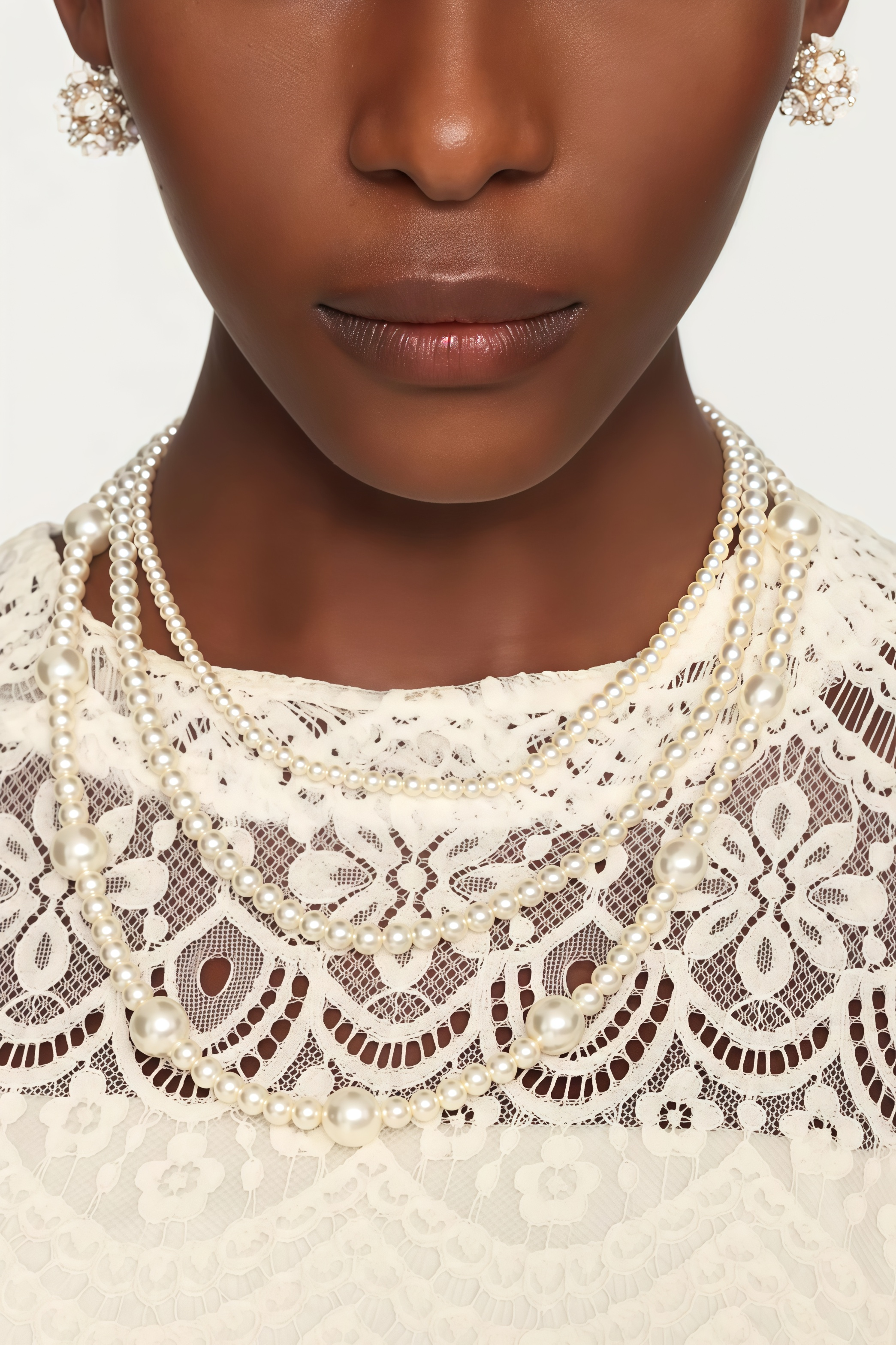 Brisae Flowers Pearl Diamond Earrings