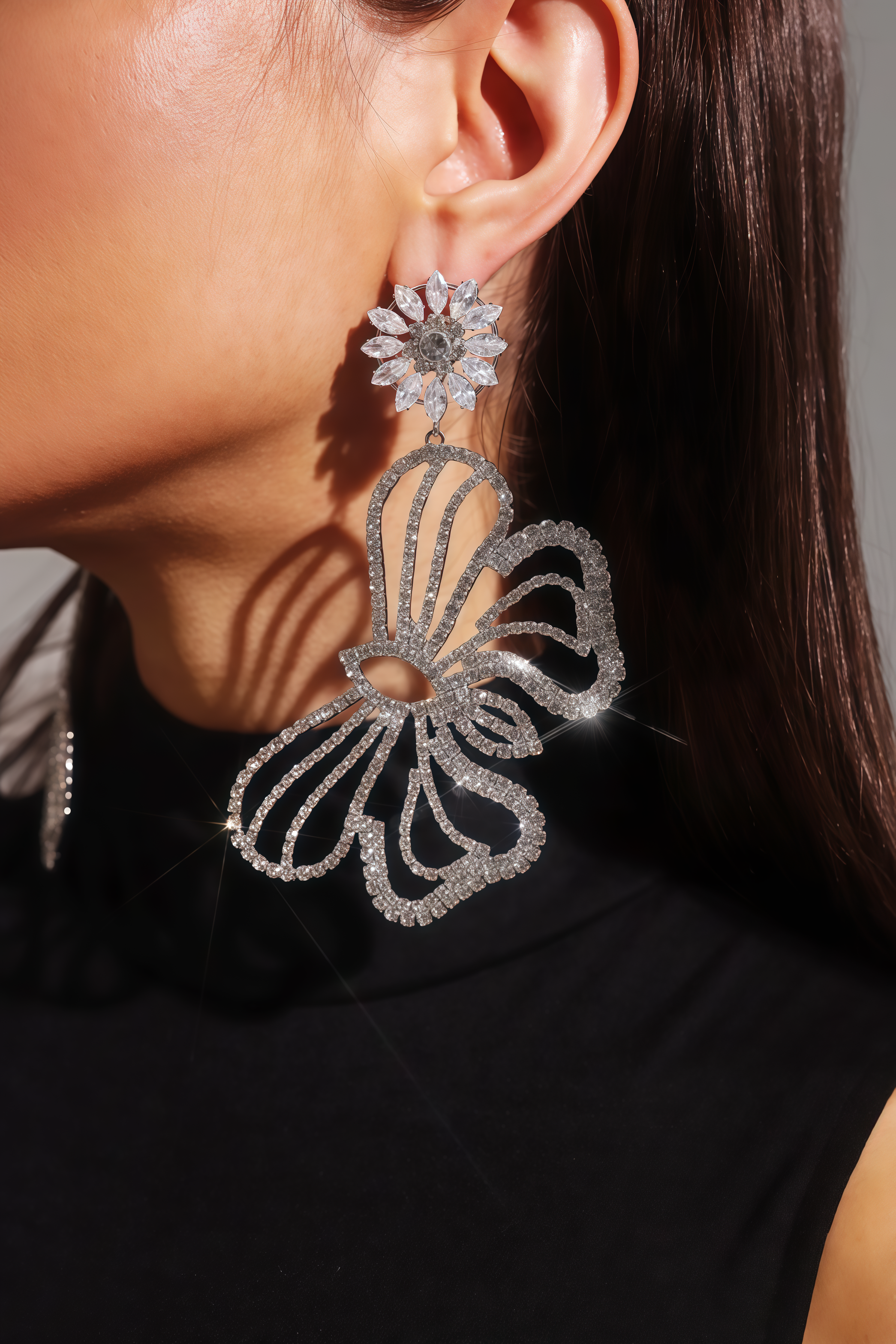 Brenr Butterfly Hollow Out Diamond Earrings