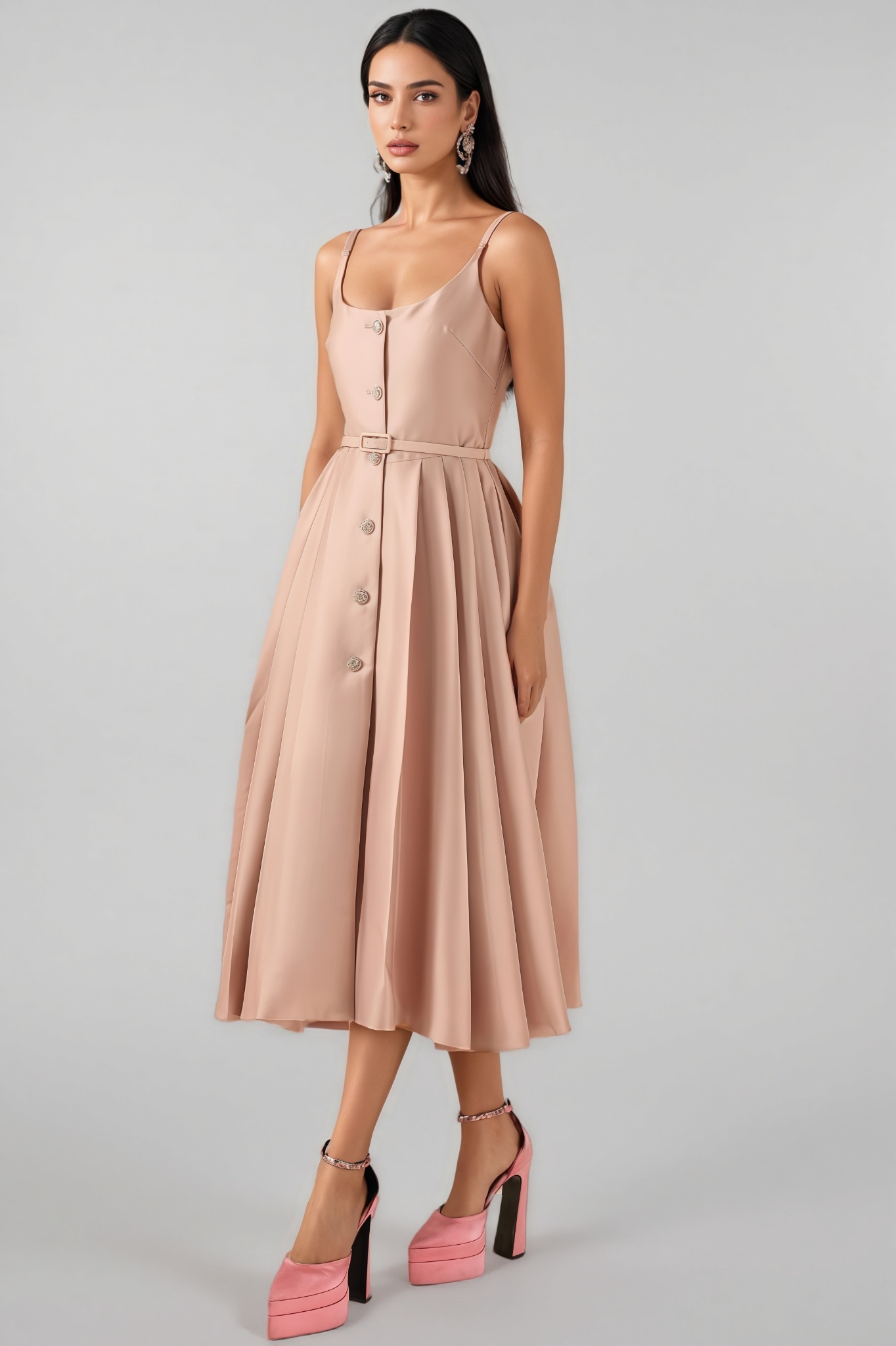 Josia Rhinestone Sleeveless Midi Dress