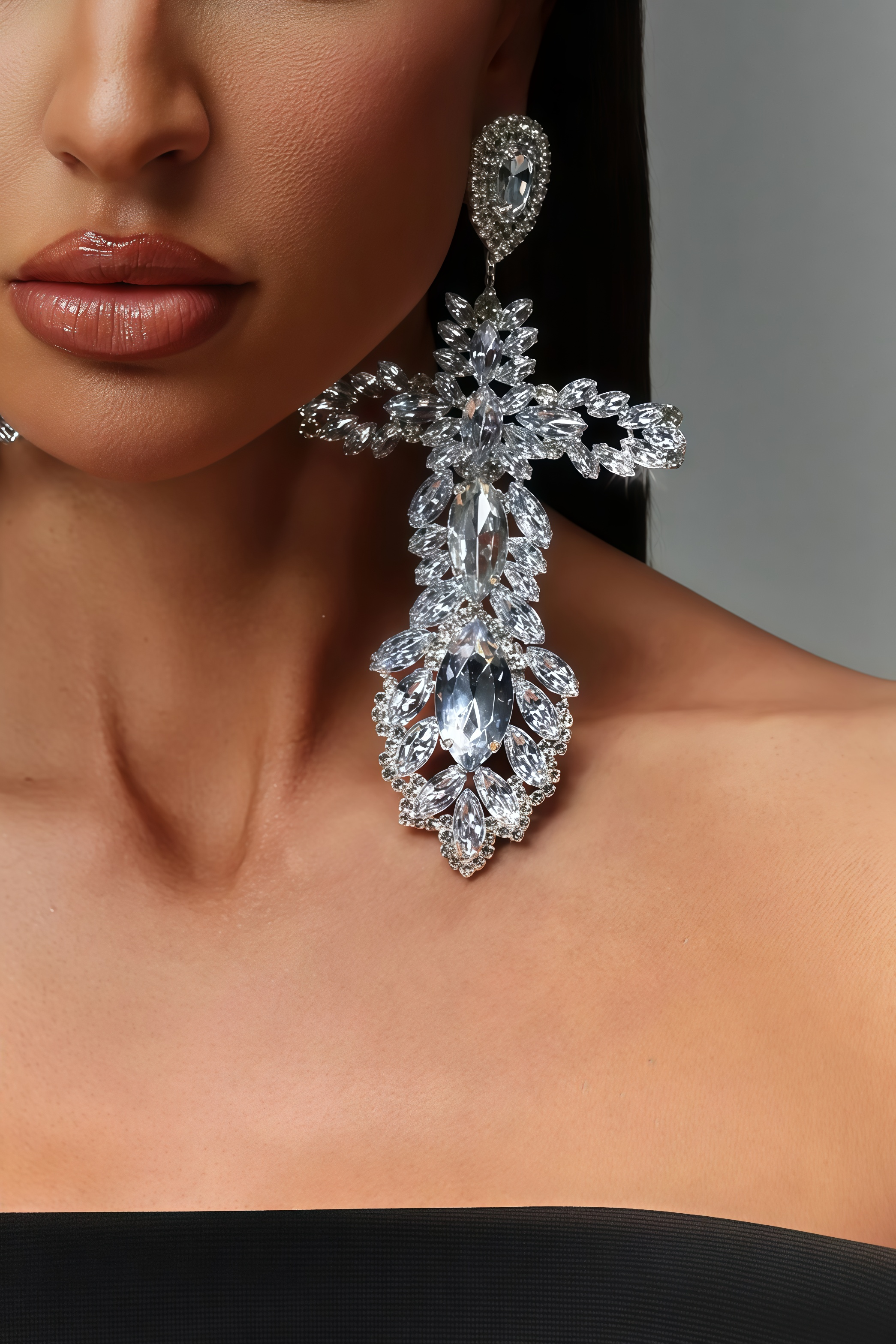 Janir Diamond Cross Maxi Earrings