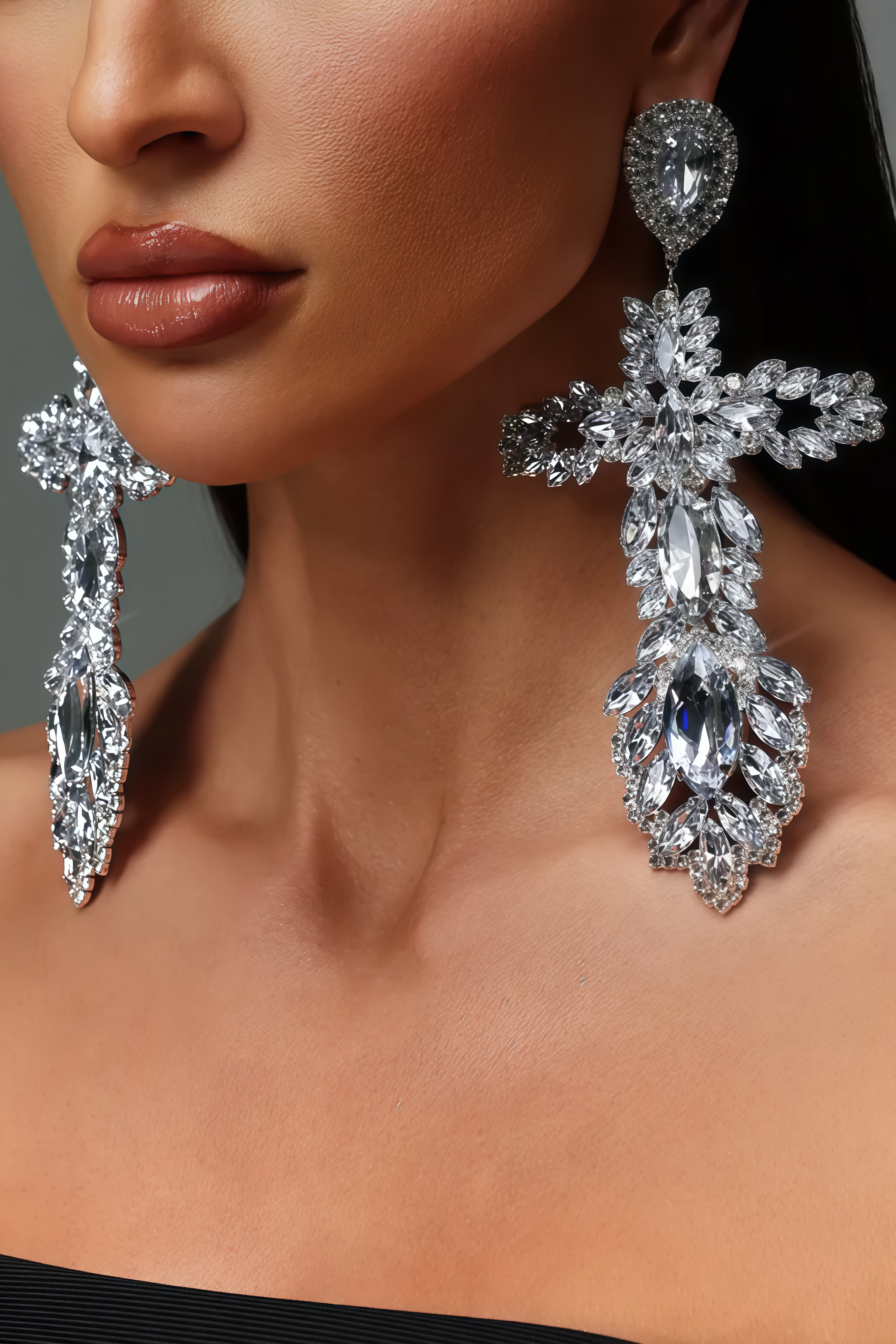 Janir Diamond Cross Maxi Earrings