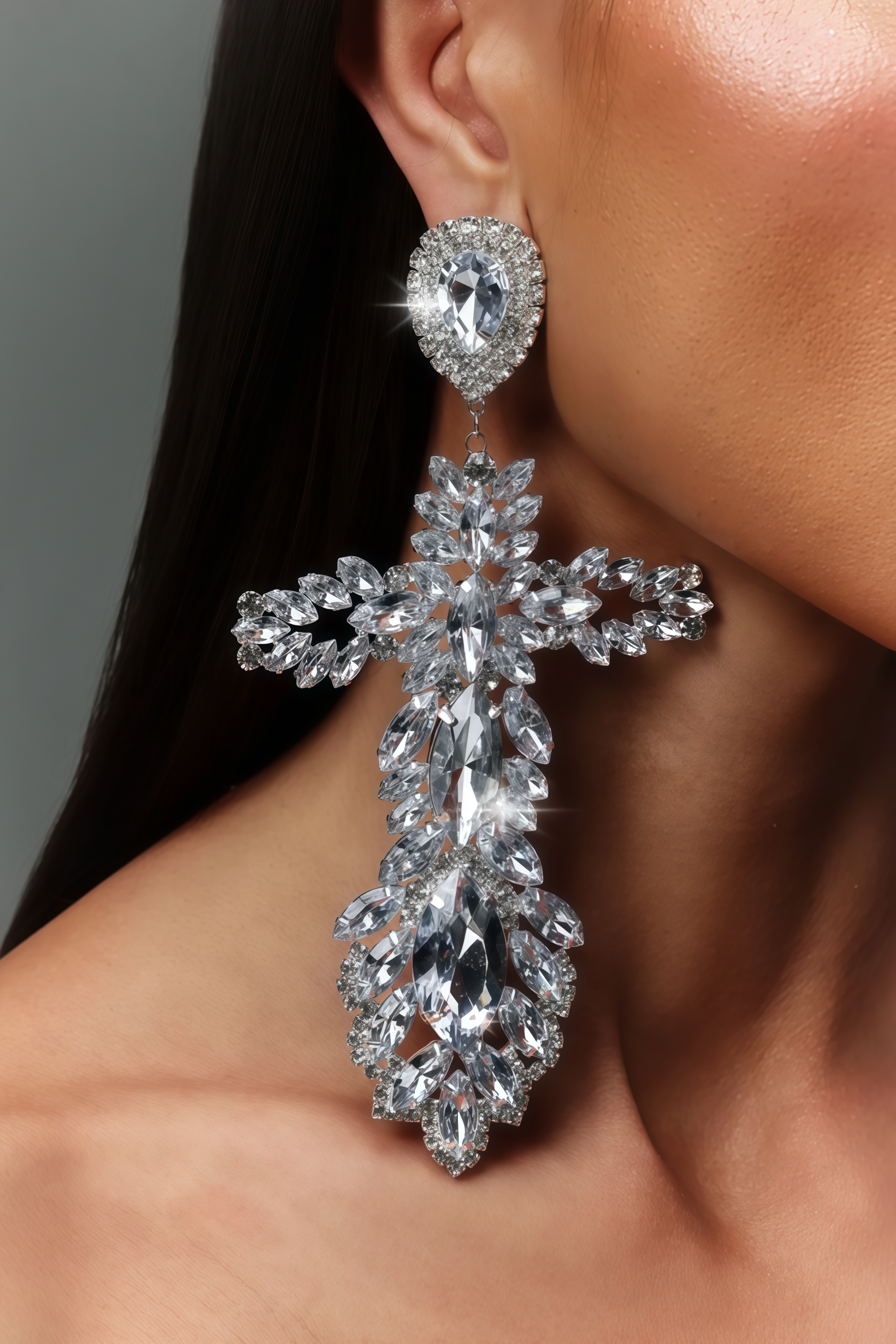 Janir Diamond Cross Maxi Earrings