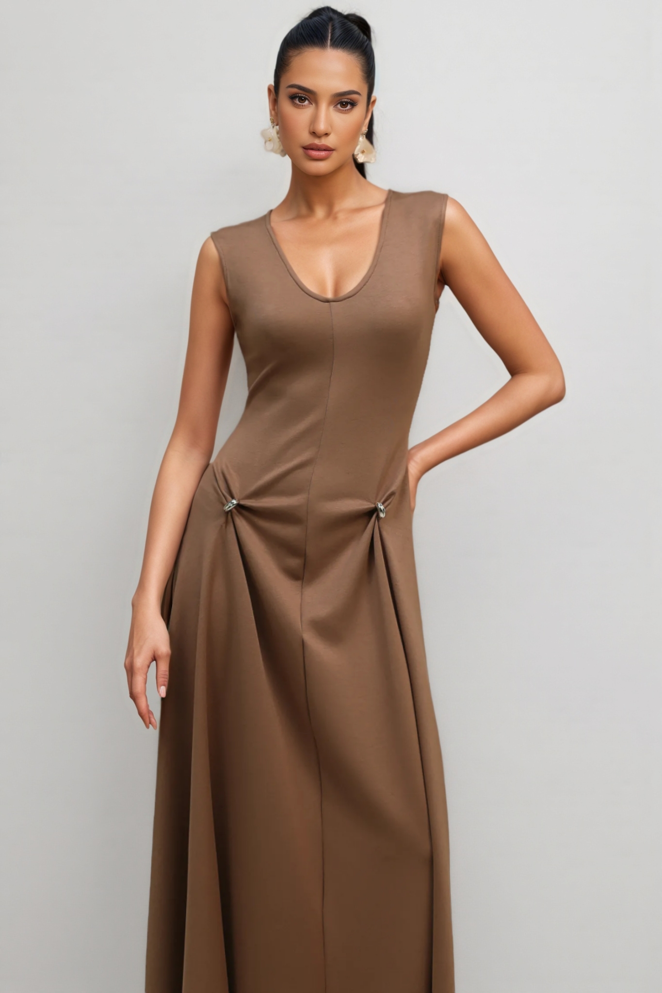Roto Sleeveless Asymmetric Maxi Dress