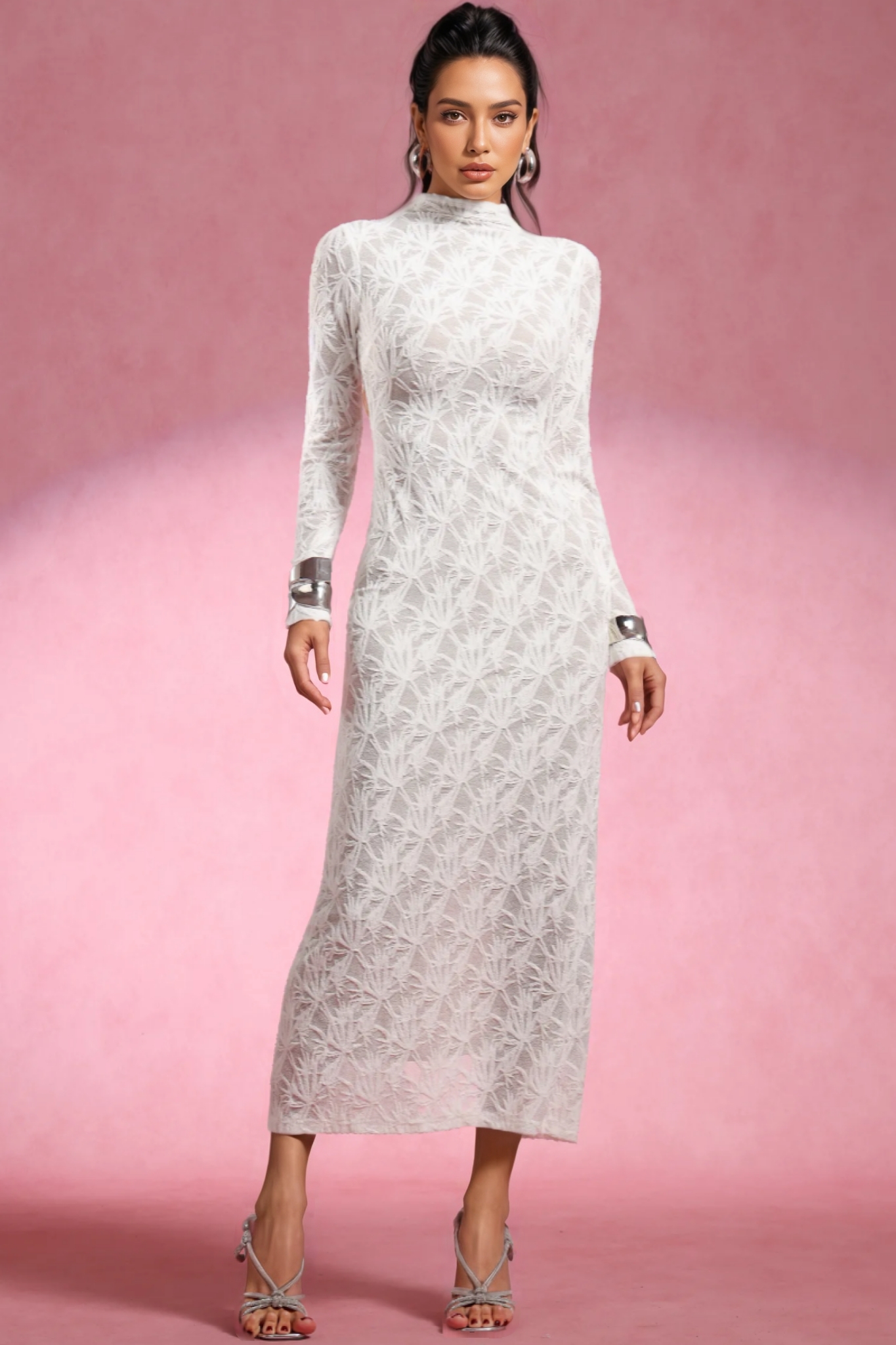 Eyola Long Sleeves Lace Maxi Dress
