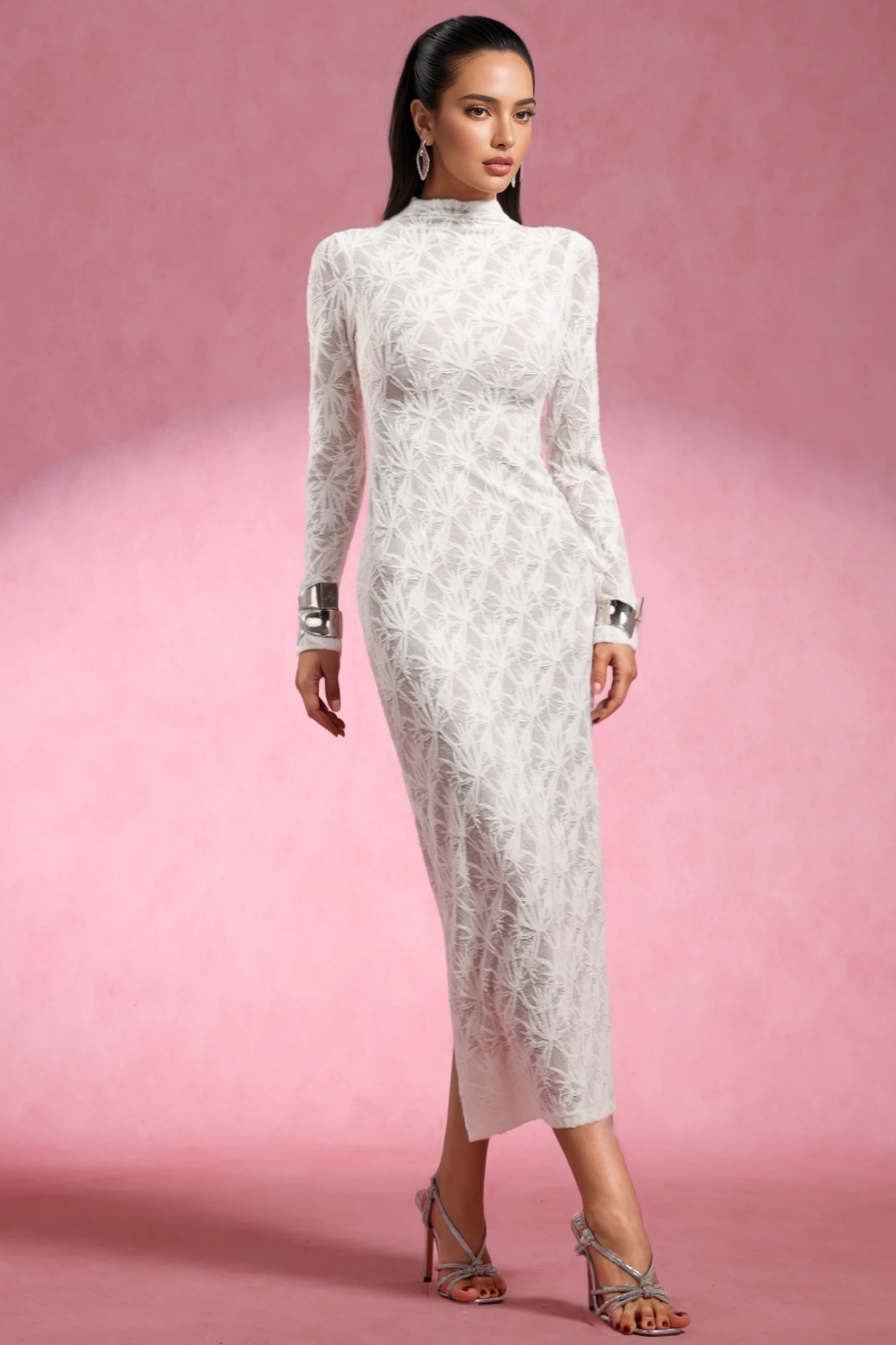 Eyola Long Sleeves Lace Maxi Dress