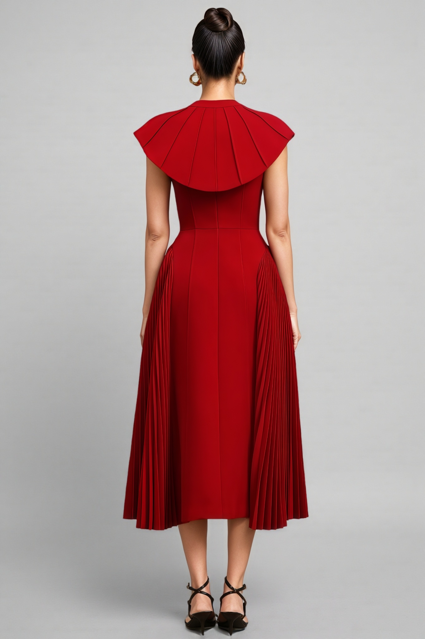 Ayleen Halter Folds Midi Dress