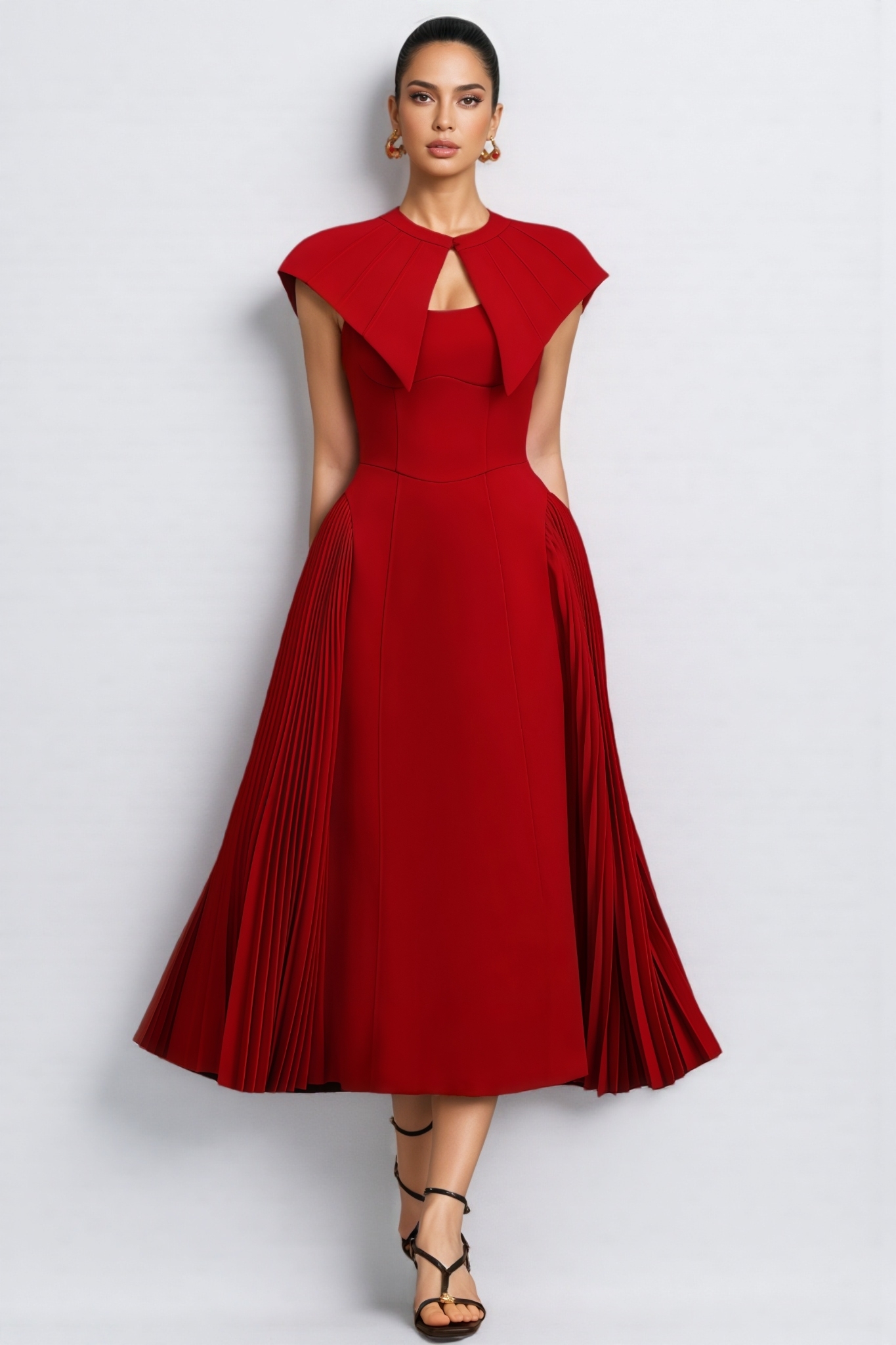 Ayleen Halter Folds Midi Dress