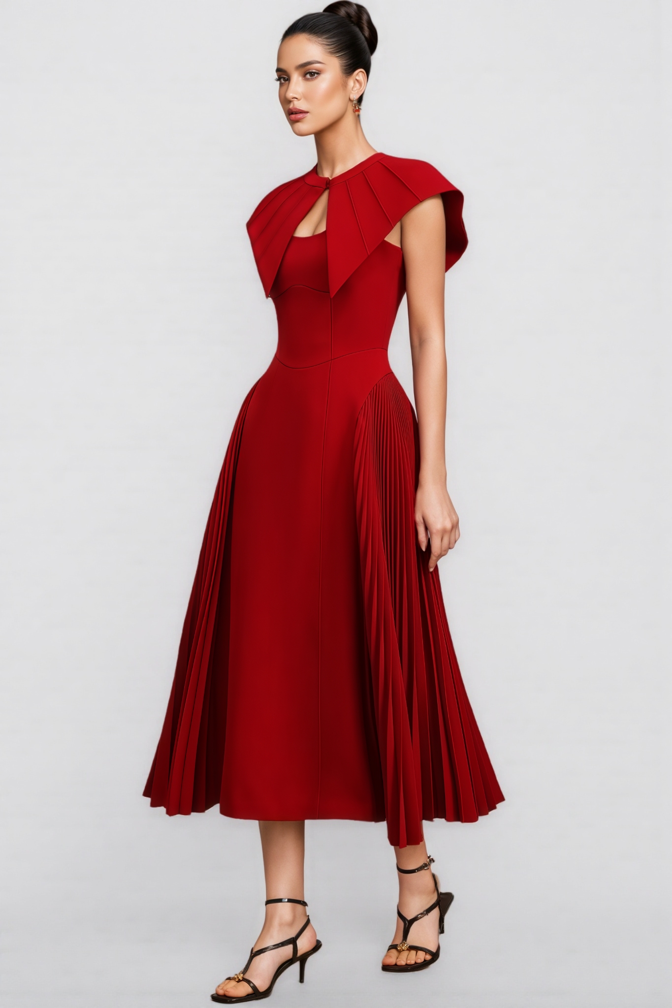 Ayleen Halter Folds Midi Dress