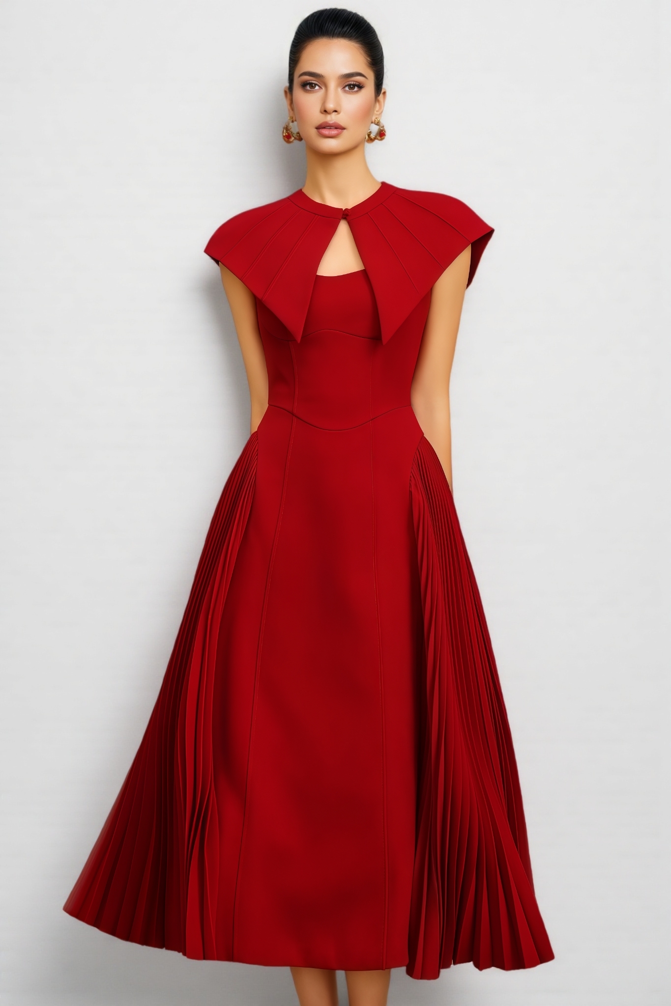 Ayleen Halter Folds Midi Dress