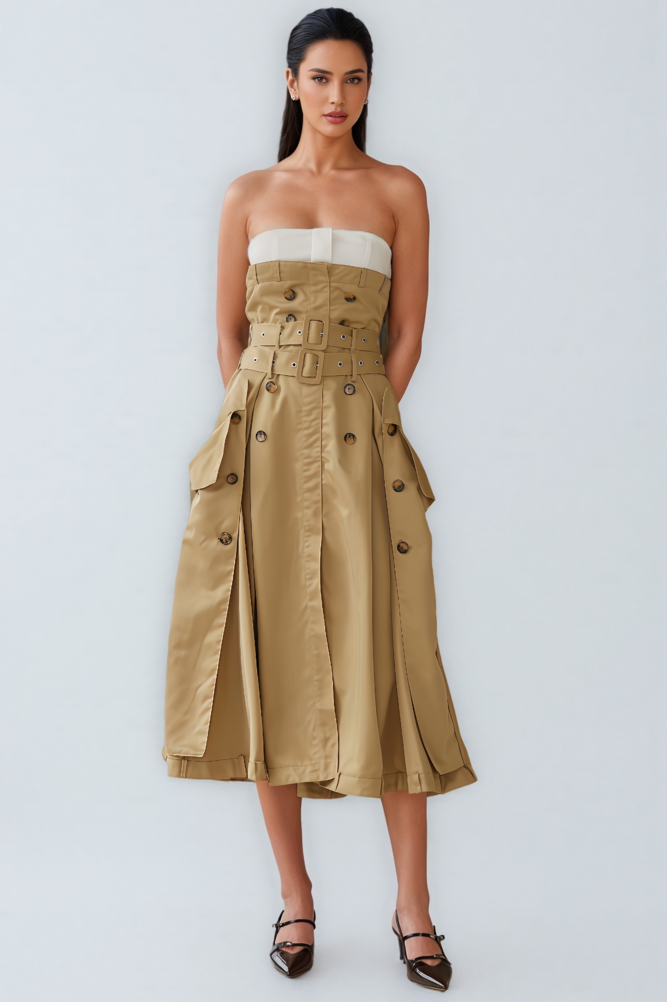 Zadiy Trench Style Midi Dress