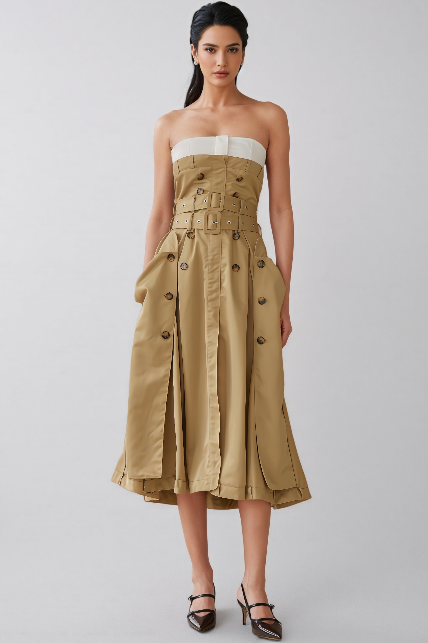 Zadiy Trench Style Midi Dress