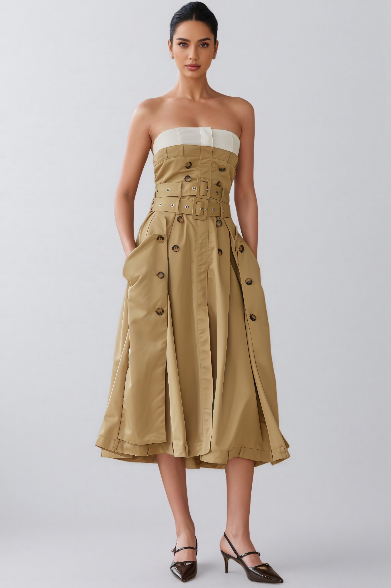 Zadiy Trench Style Midi Dress
