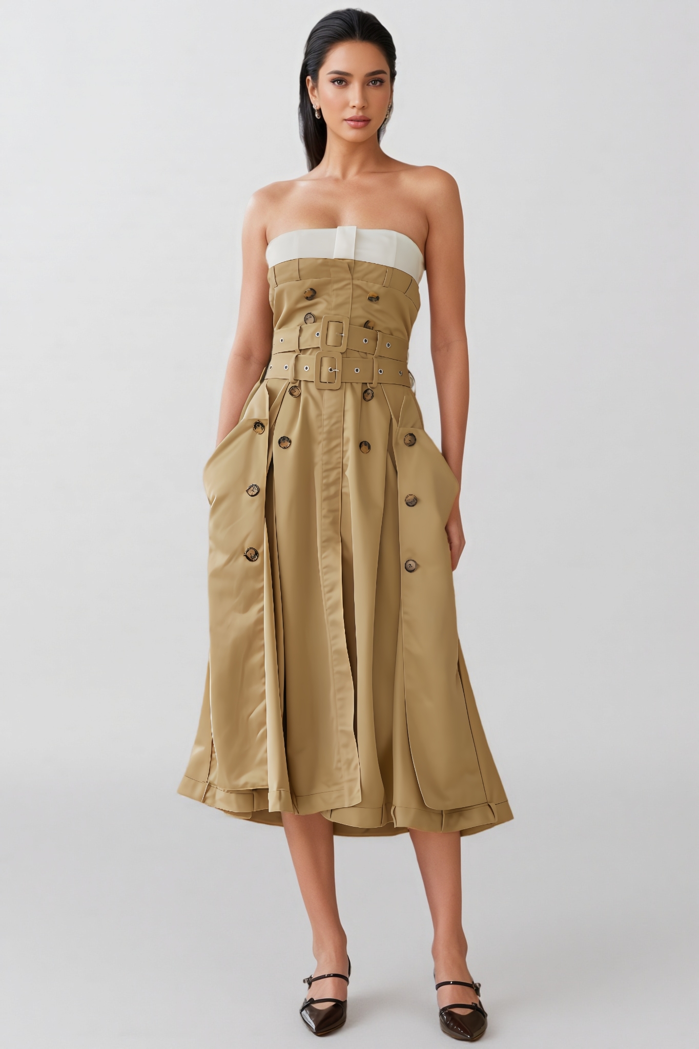 Zadiy Trench Style Midi Dress