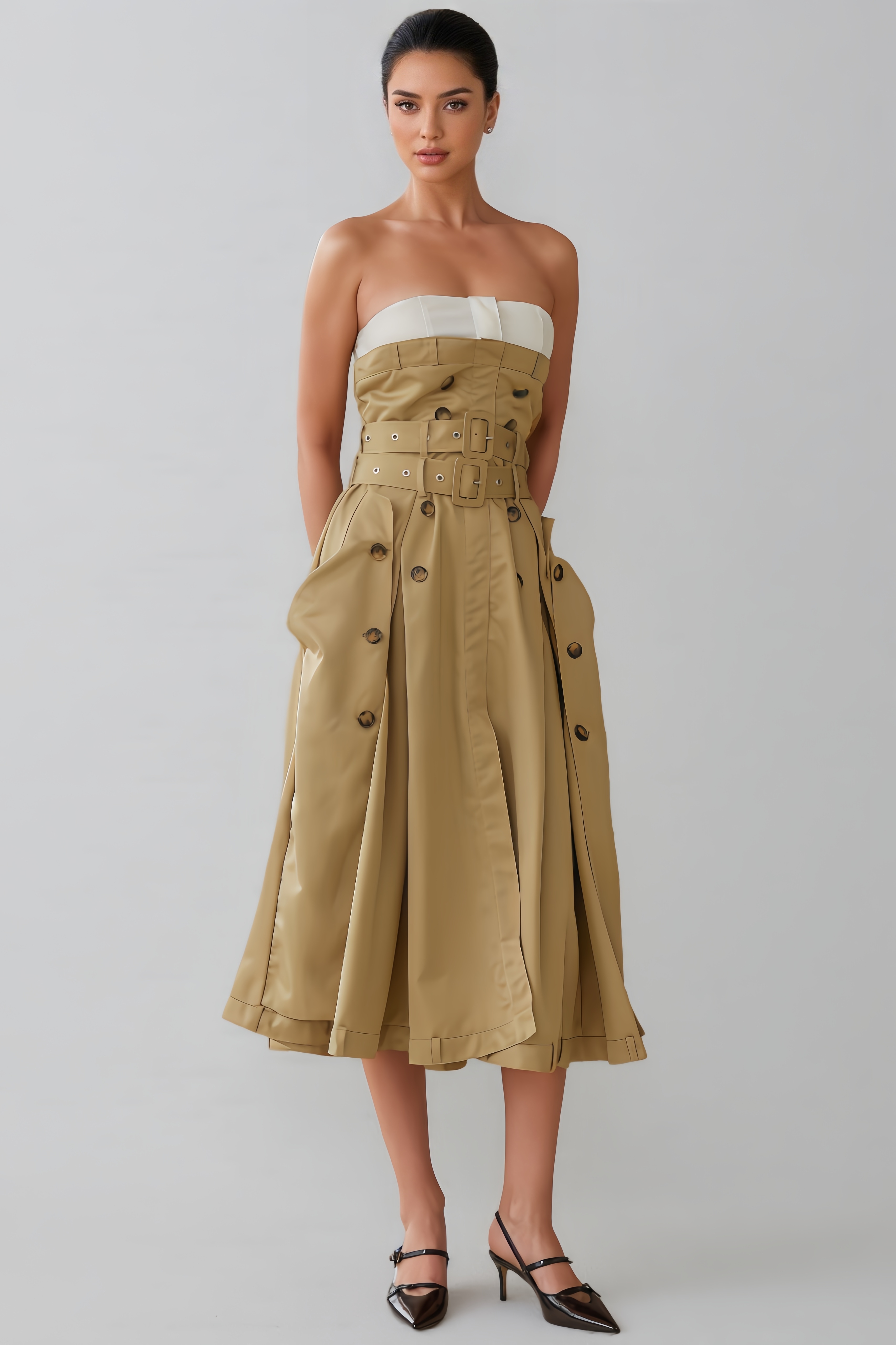 Zadiy Trench Style Midi Dress