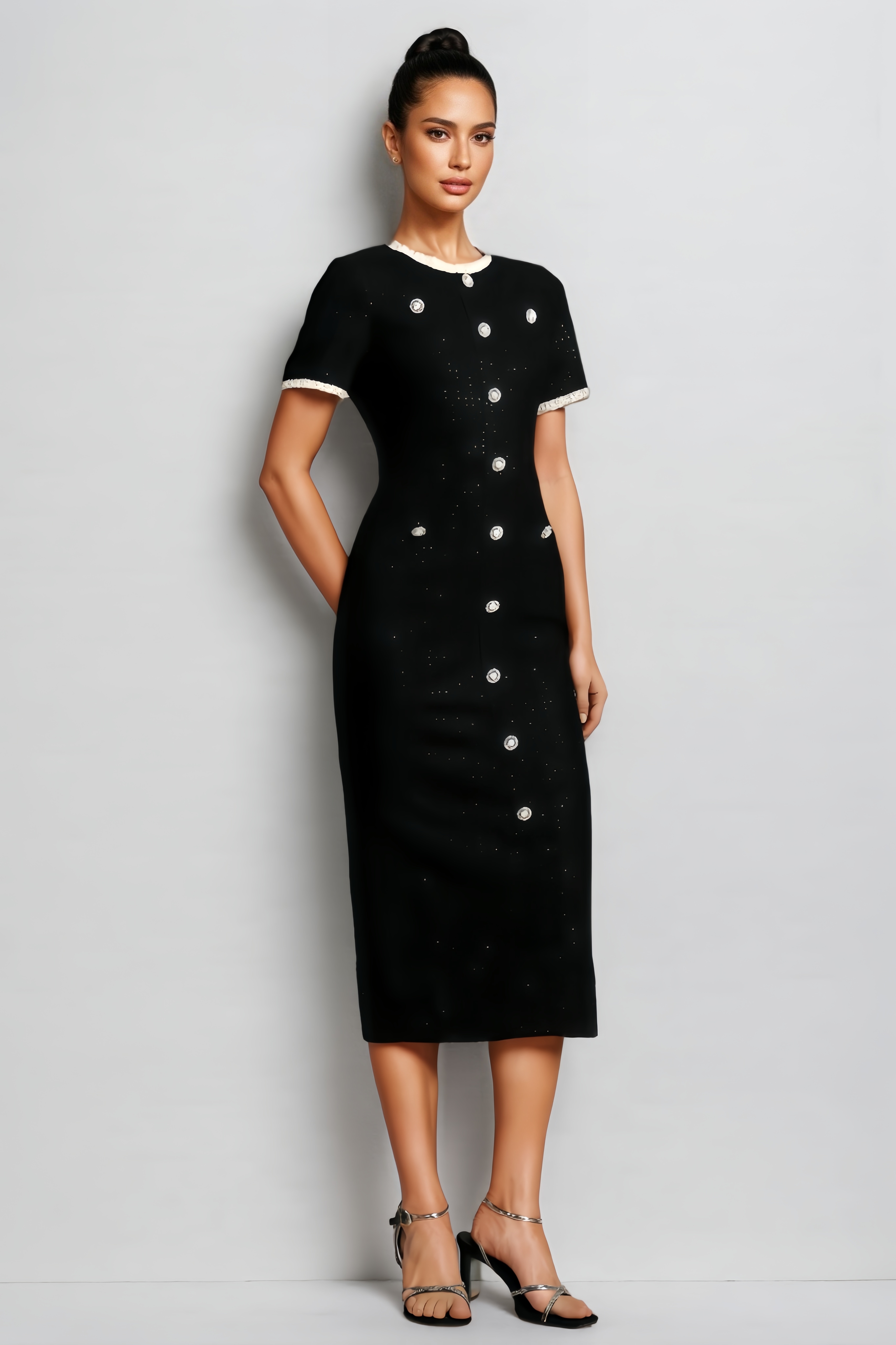 Ohtli Round Neck Short Sleeves Midi Dress