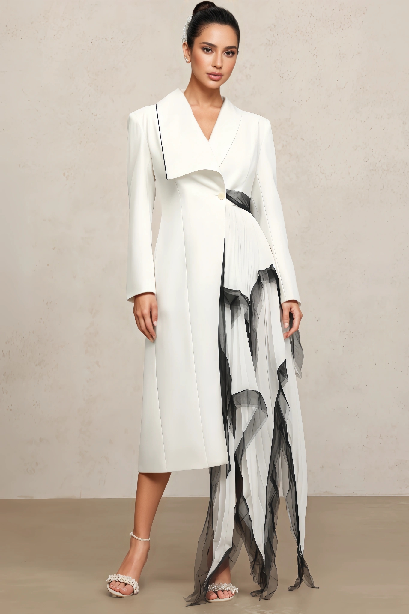 Lamya Long Sleeves Folds Maxi Dress