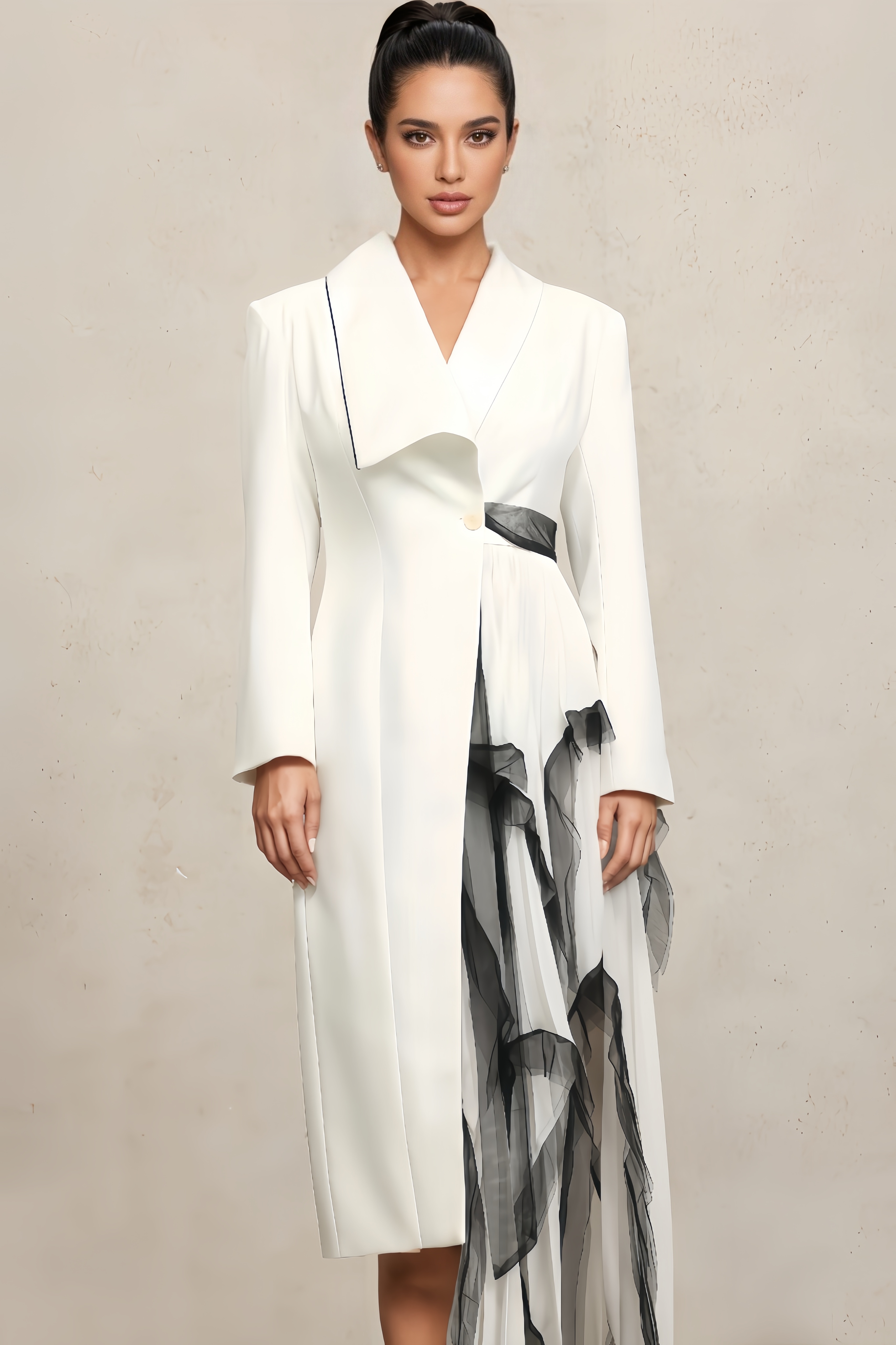 Lamya Long Sleeves Folds Maxi Dress