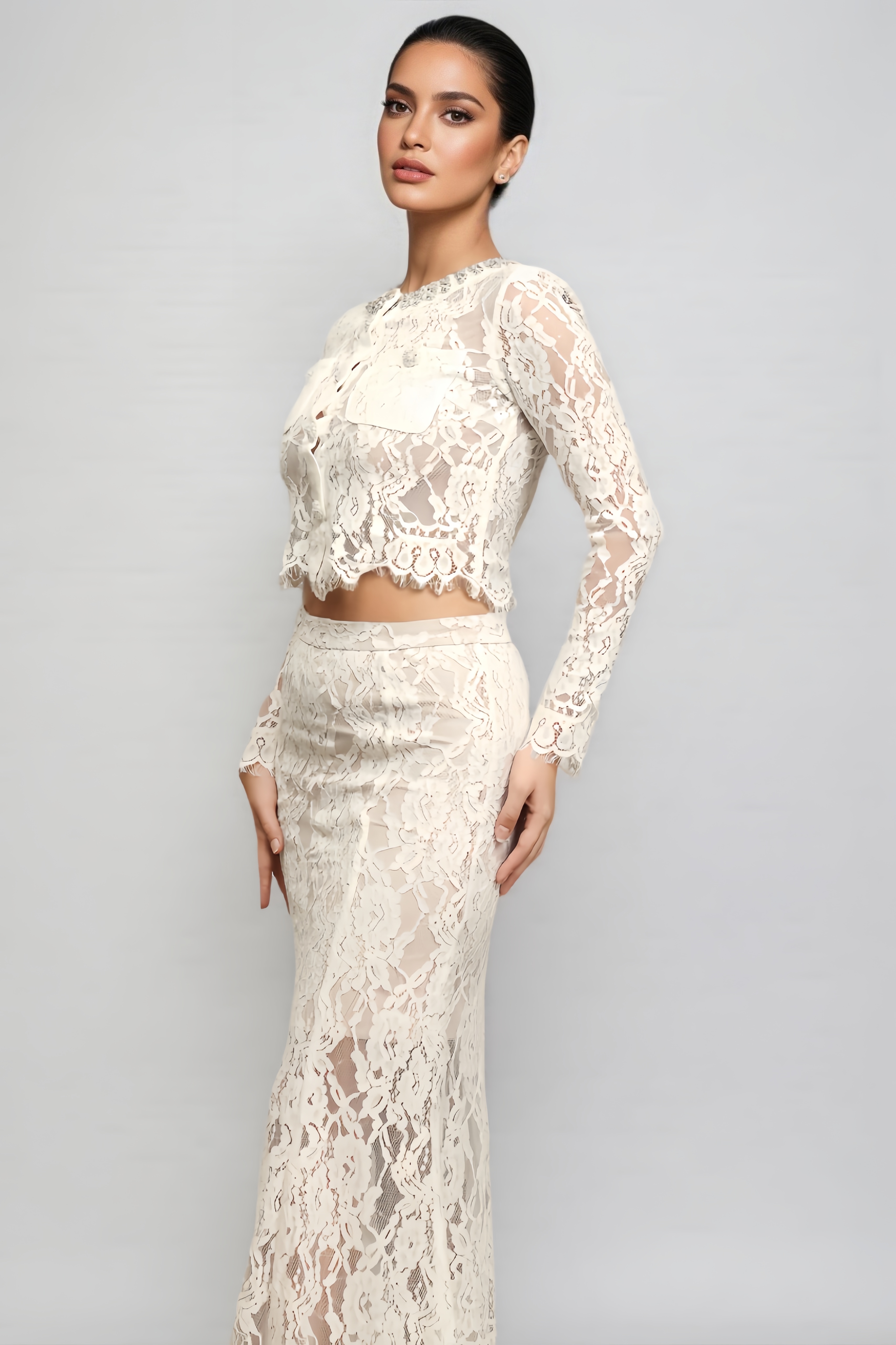 Kaidi Lace Diamond Top And Dress Set