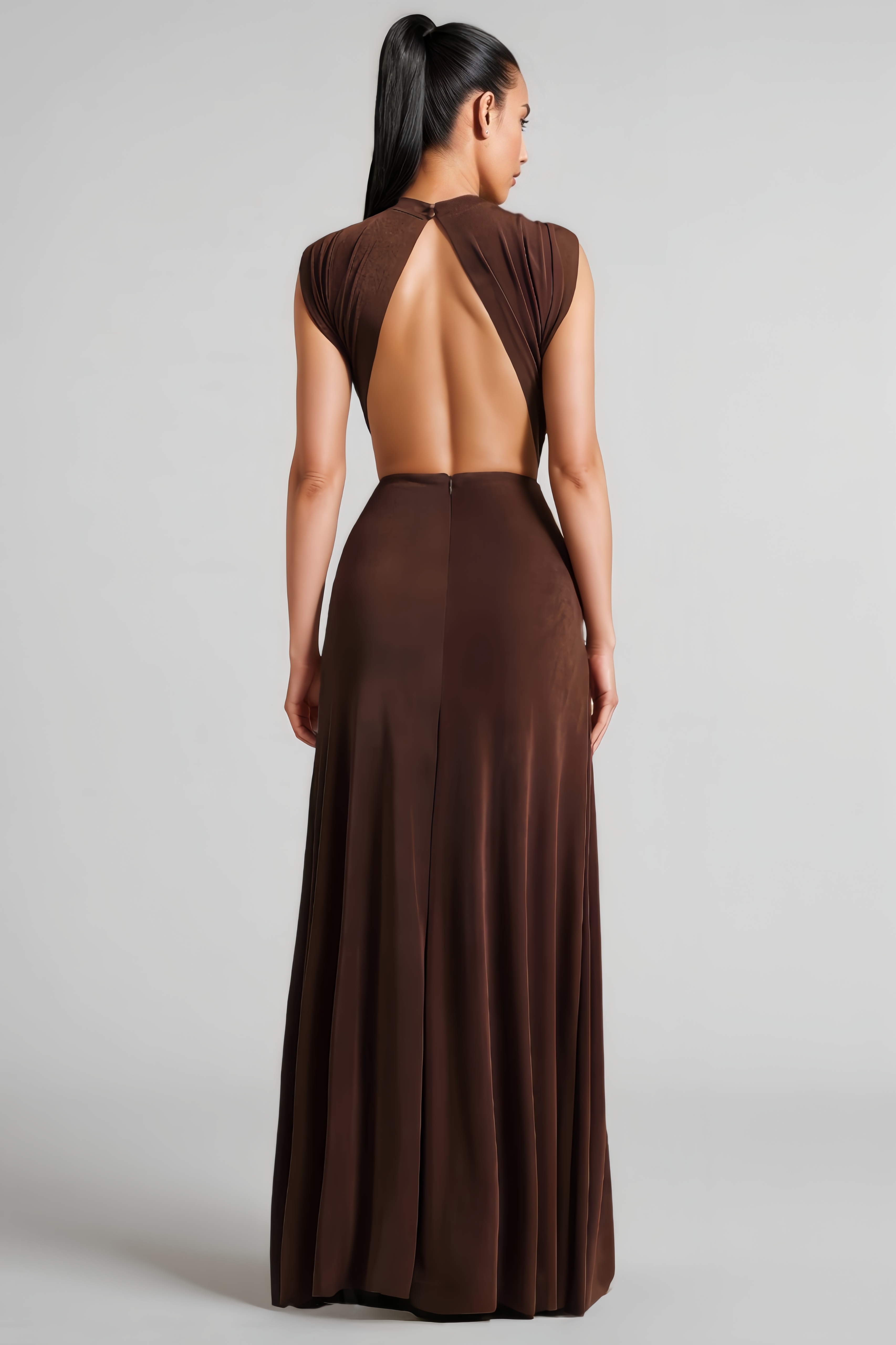 Perley High Neck Sleeveless Cutout Maxi Dress