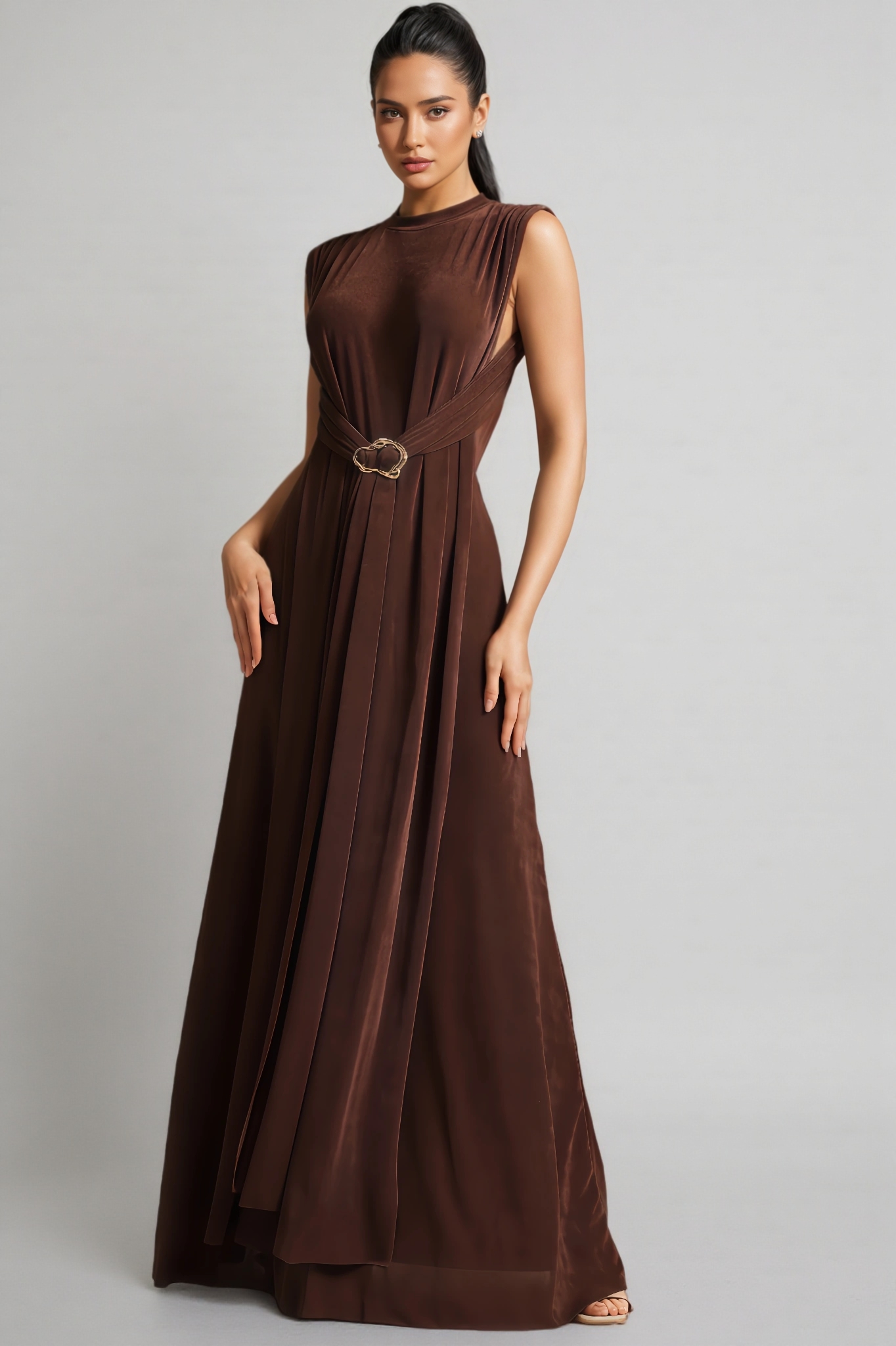 Perley High Neck Sleeveless Cutout Maxi Dress