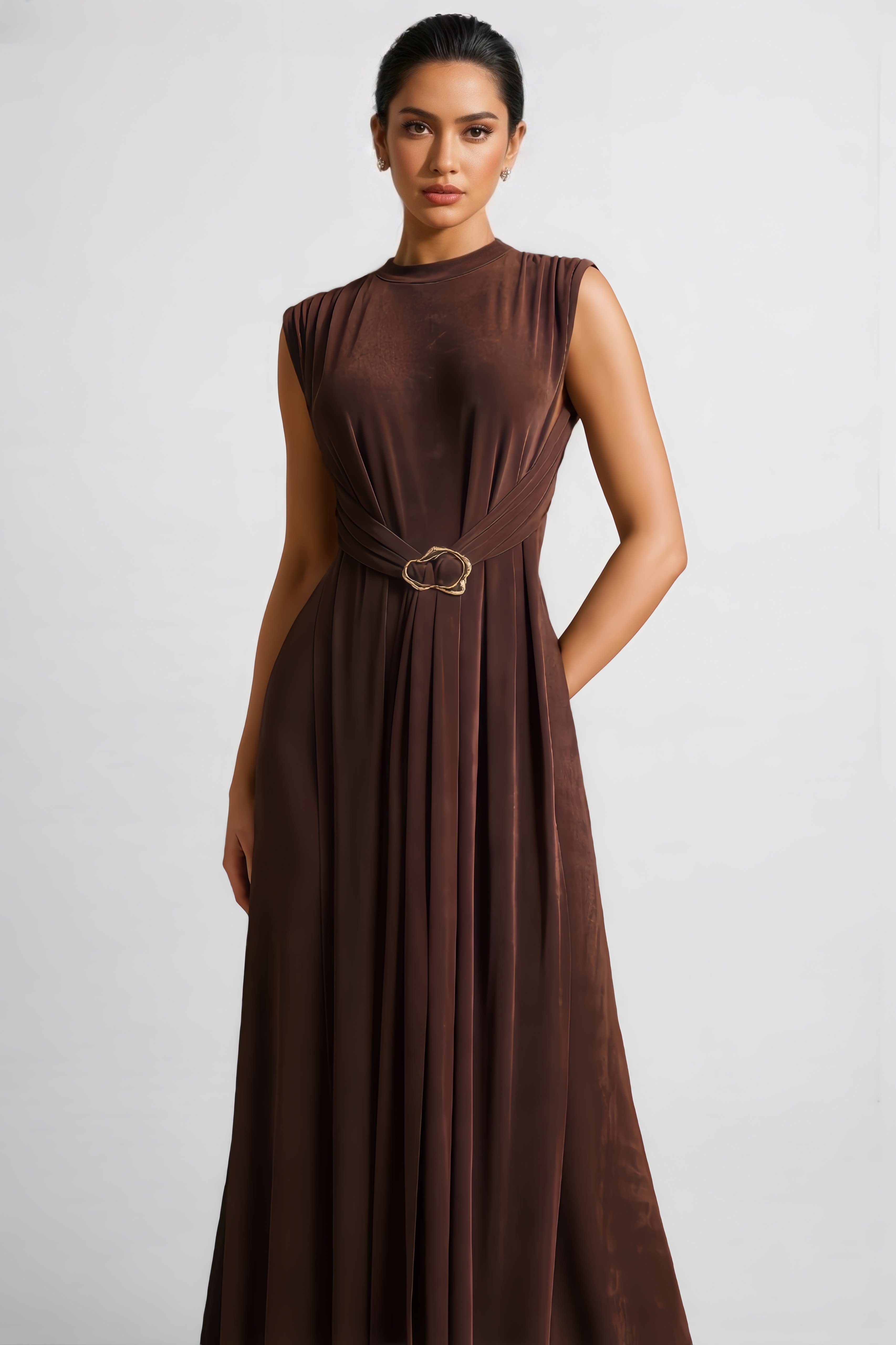 Perley High Neck Sleeveless Cutout Maxi Dress