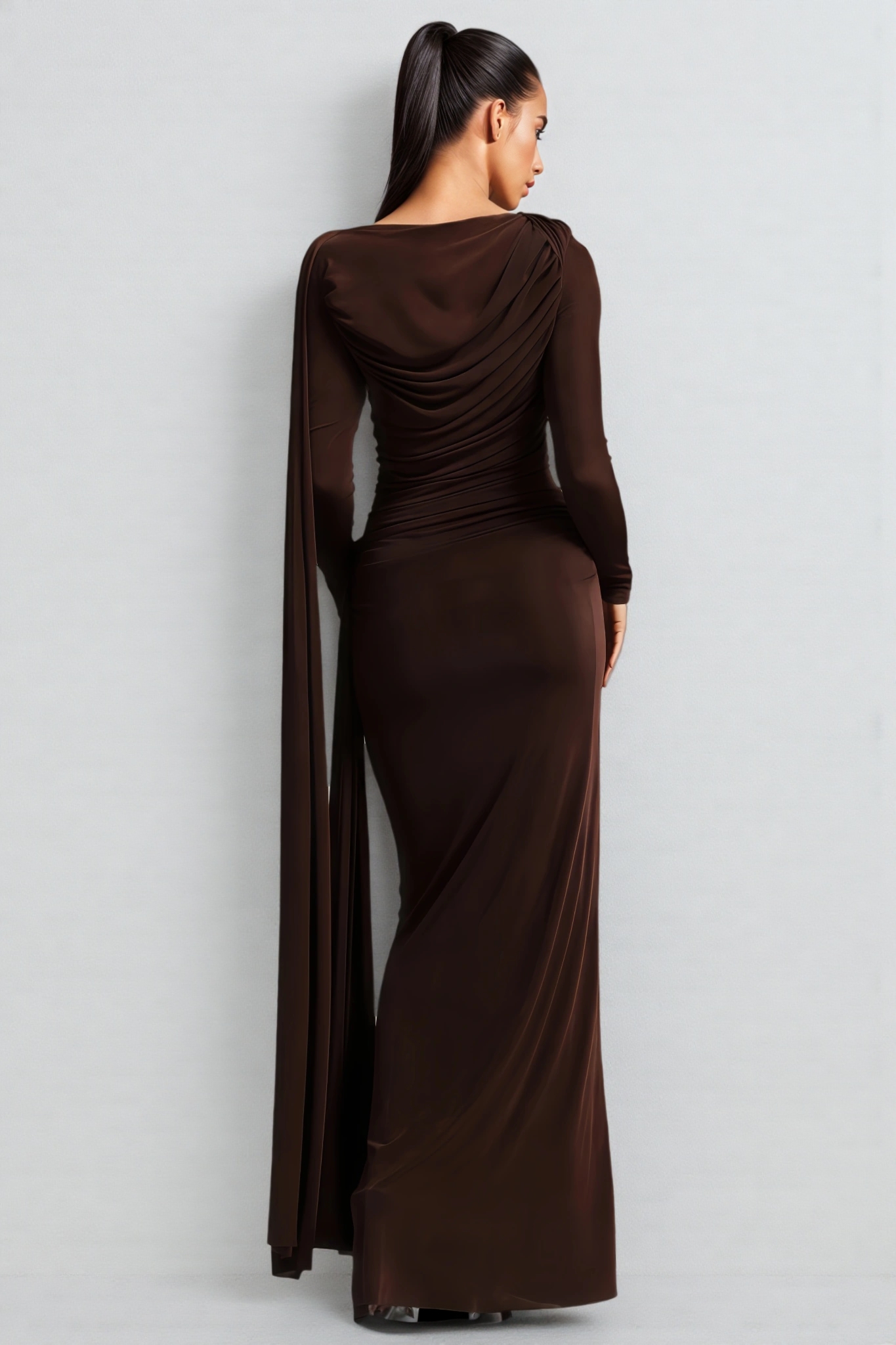 Sarly Long-Sleeved Pleated Maxi Dress