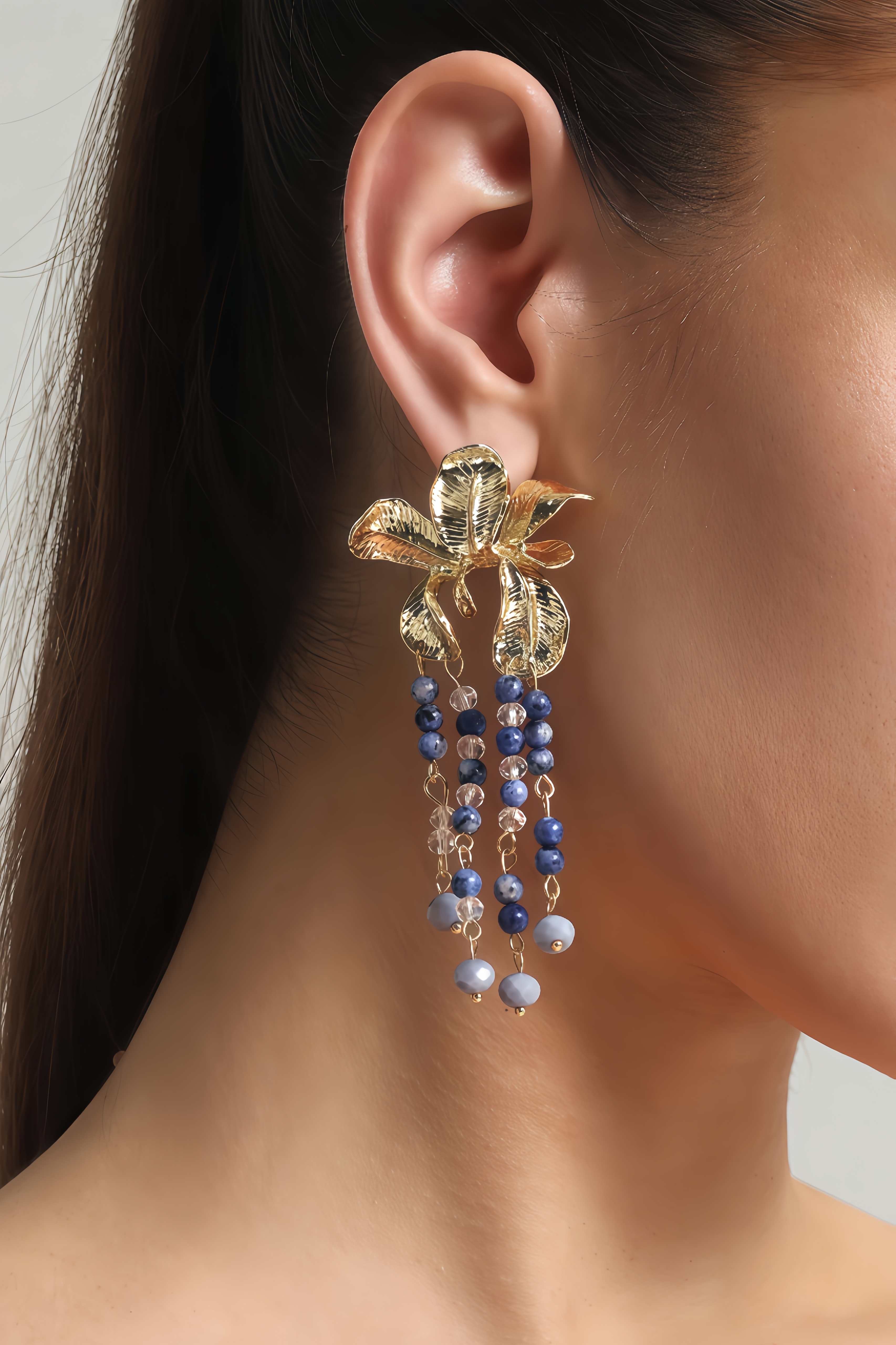 Isabeau Flower Bead Stringing Tassels Earrings