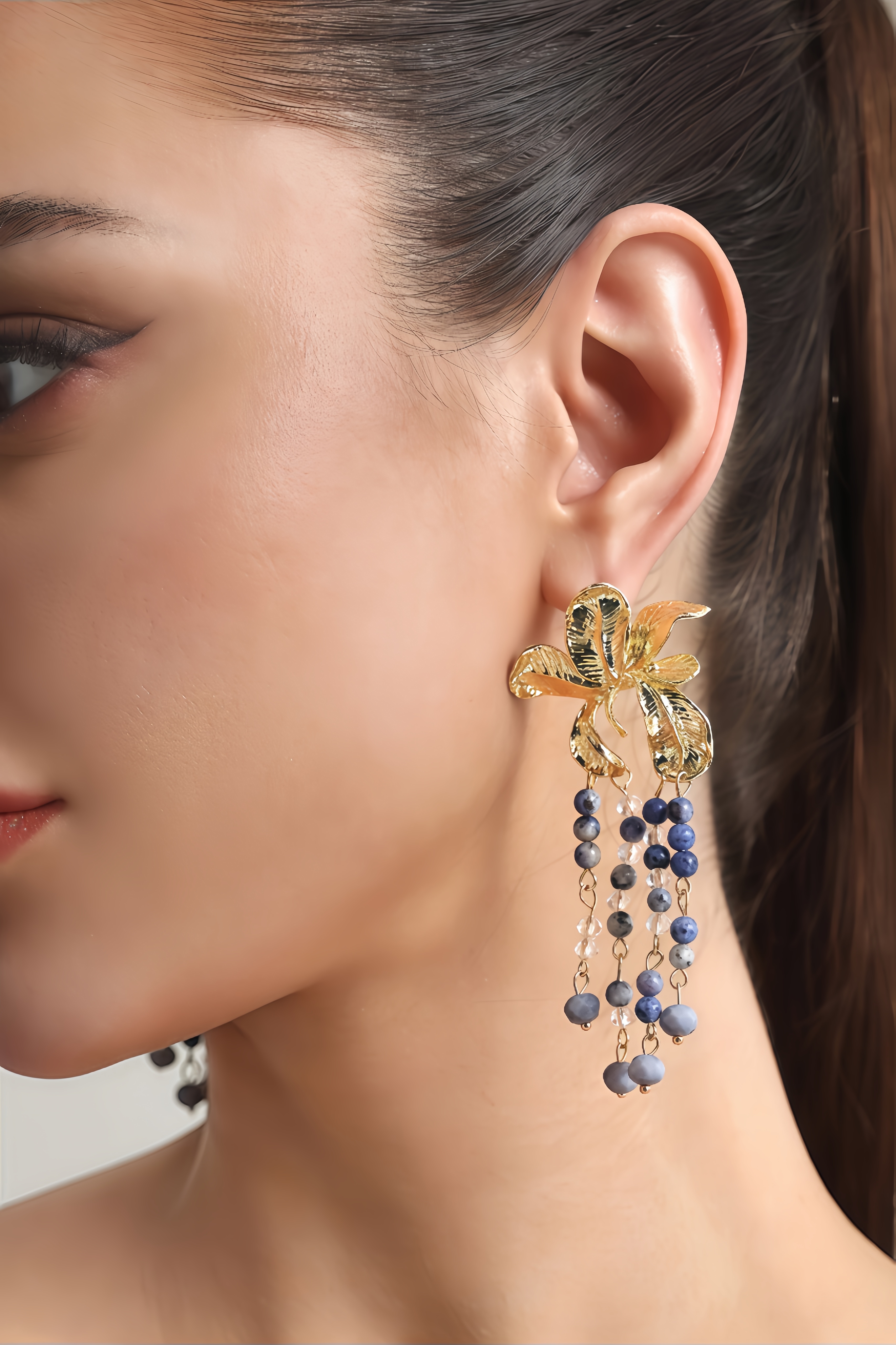 Isabeau Flower Bead Stringing Tassels Earrings